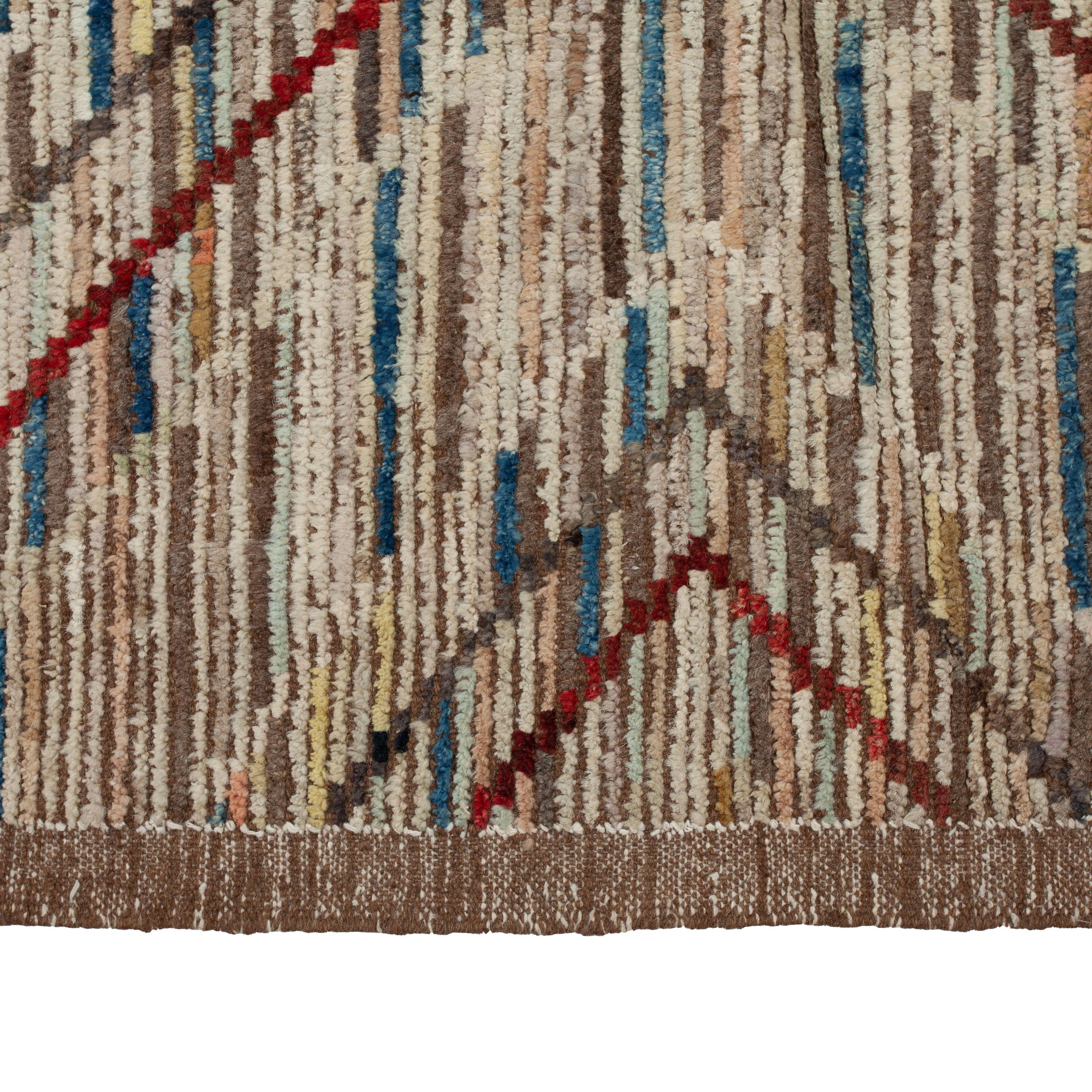 Noué à la main abc carpet Tapis en laine moderne Zameen Brown - 12'6