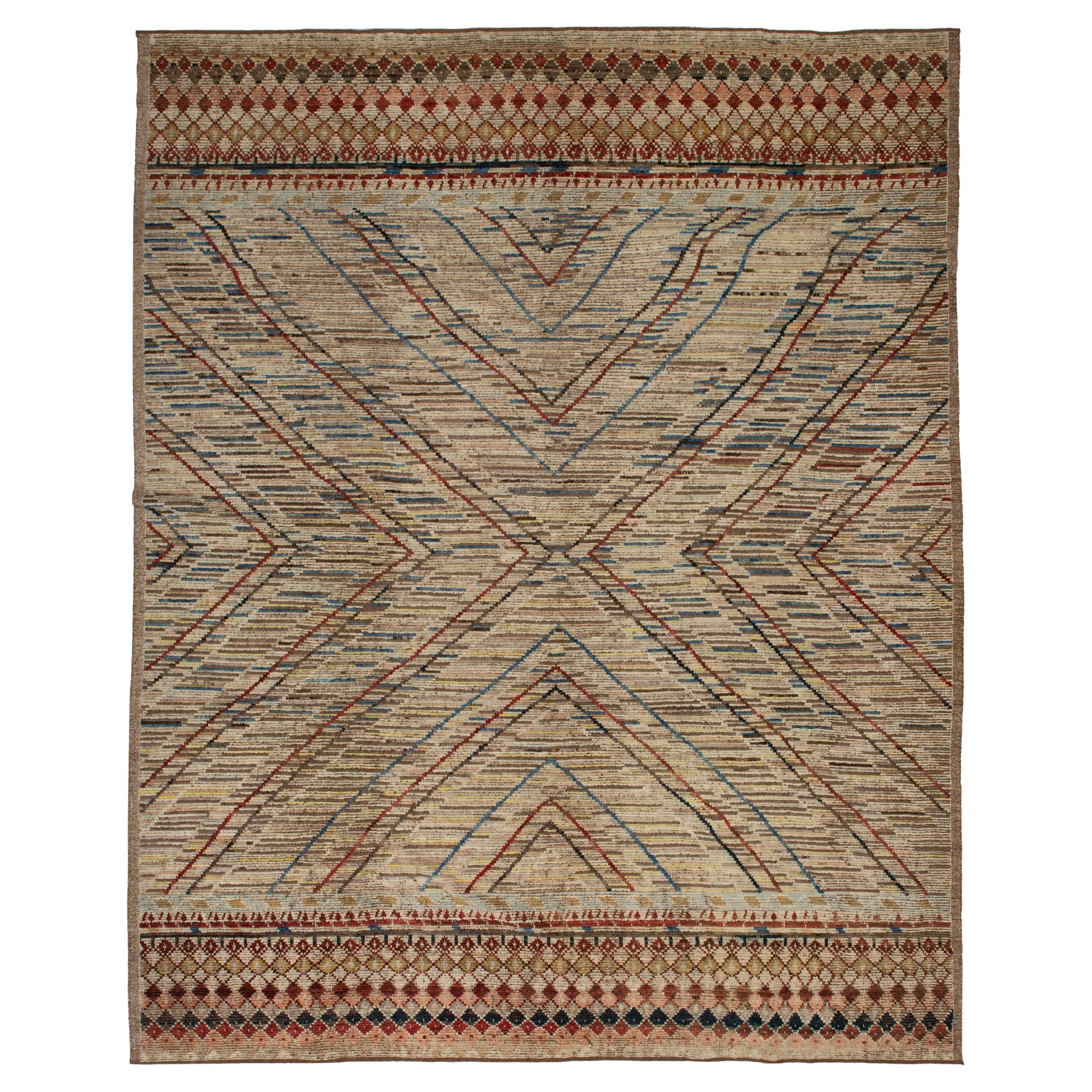 abc carpet Tapis en laine moderne Zameen Brown - 12'6" x 15'1" en vente