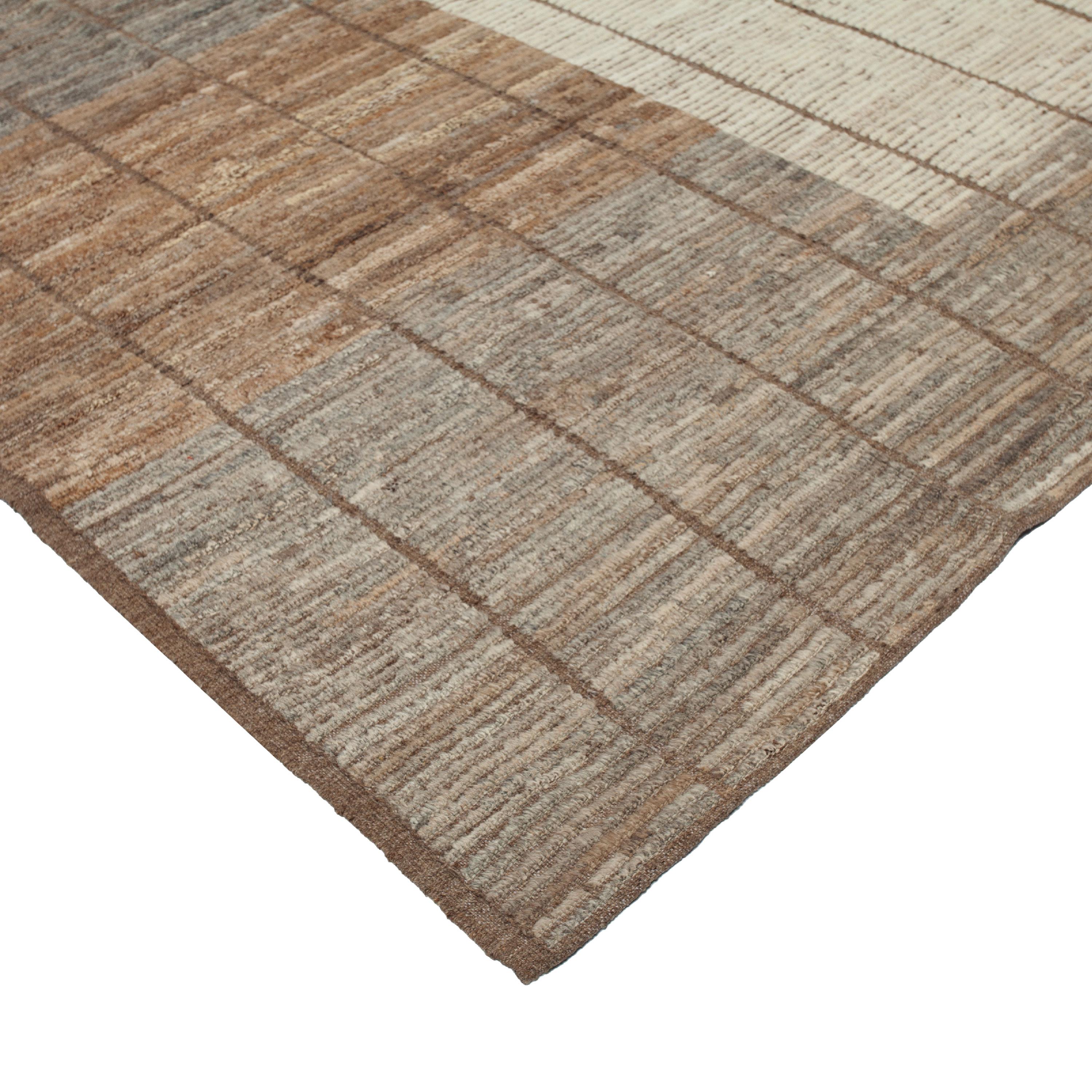 Mid-Century Modern abc carpet Tapis en laine moderne Brown Zameen - 9'5