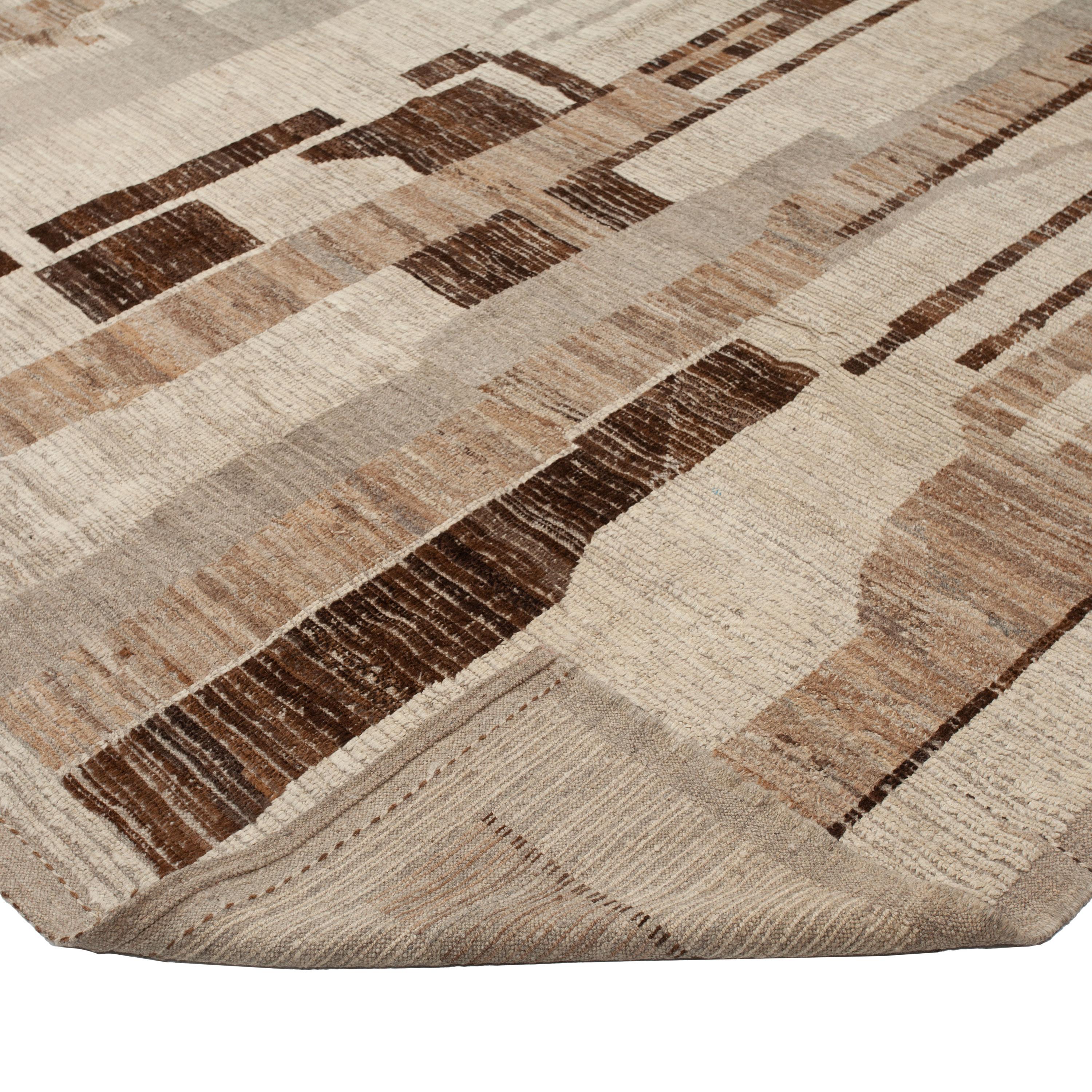 Afghan abc carpet Brown Zameen Transitional Wool Rug - 10'5