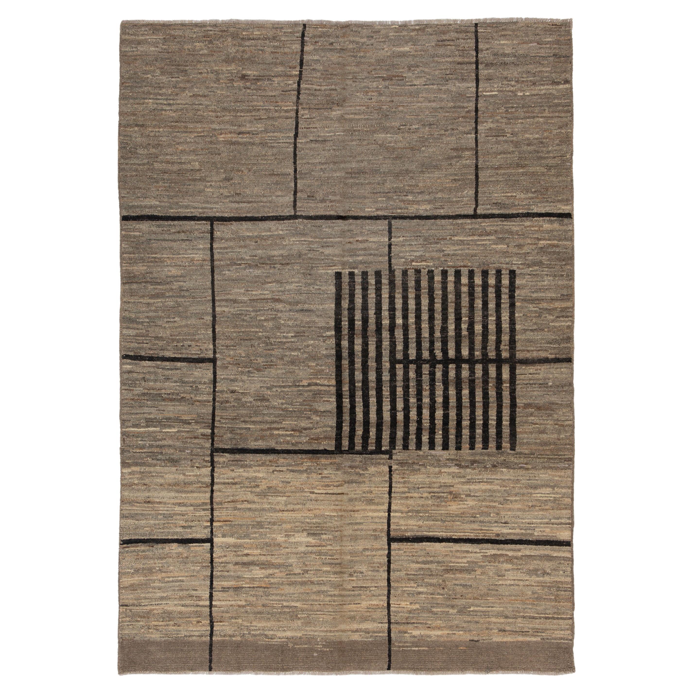abc carpet Brown Zameen Transitional Wool Rug - 6'2" x 8'11"