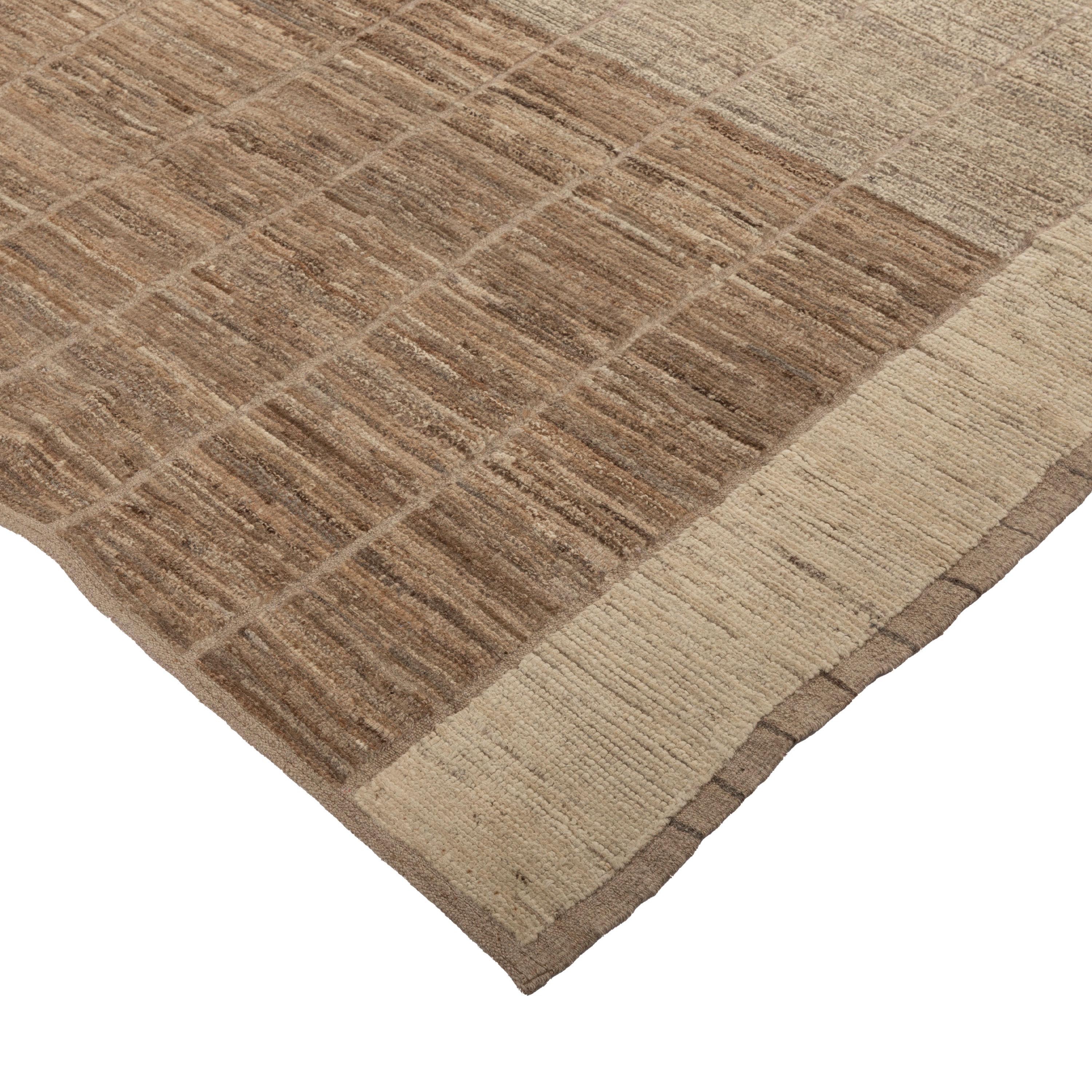 Mid-Century Modern Abc carpet Brown Tapis de laine transitionnel Zameen - 6'4