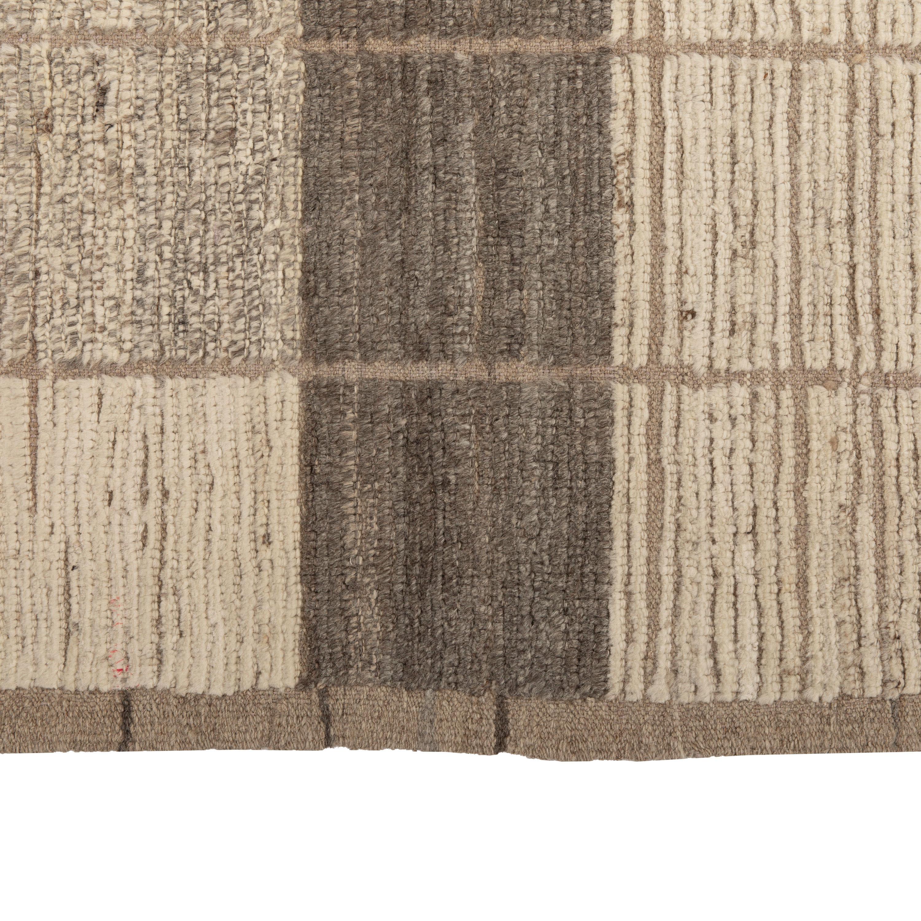 Noué à la main Abc carpet Brown Tapis de laine transitionnel Zameen - 6'4