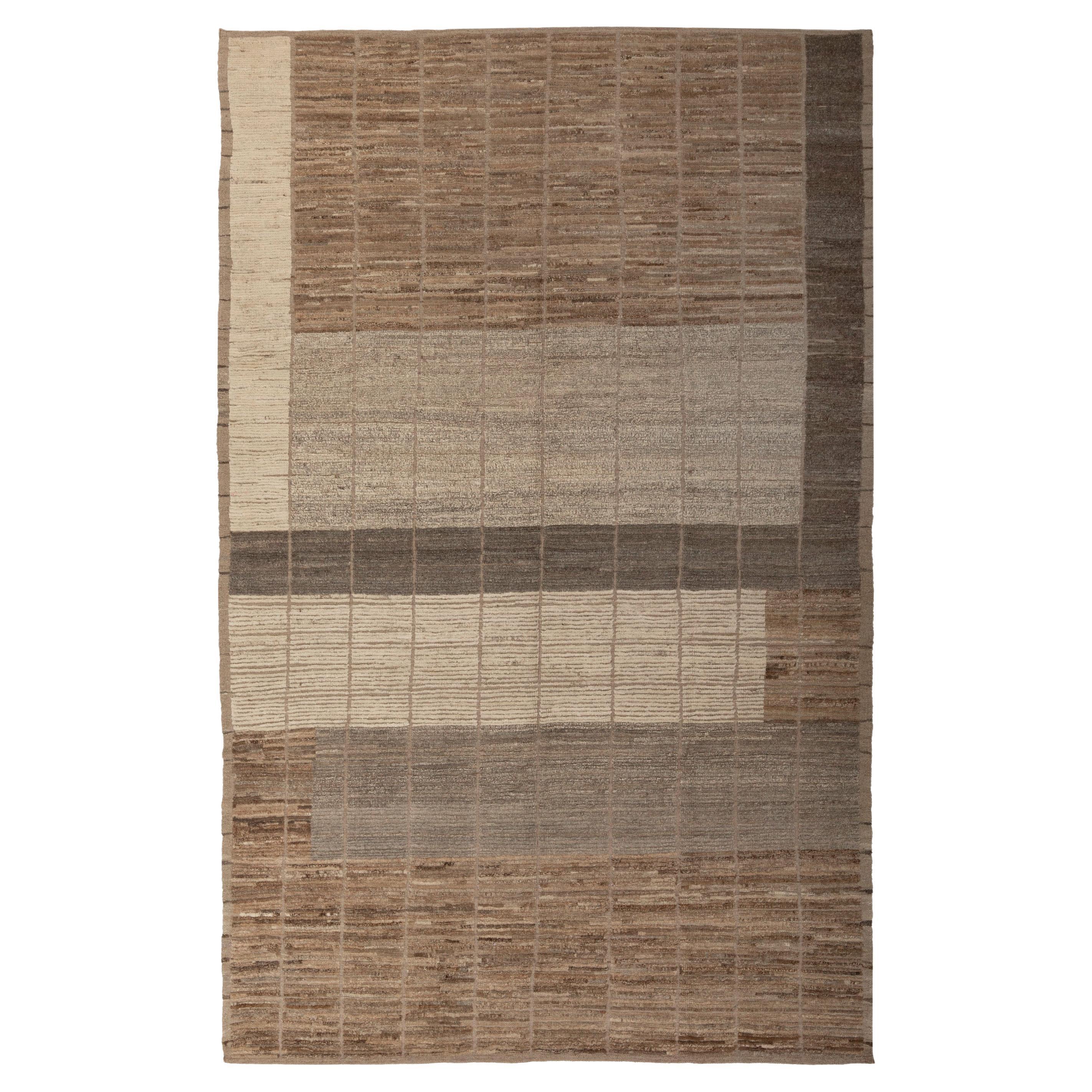 Abc carpet Brown Tapis de laine transitionnel Zameen - 6'4" x 9'6" Succès en vente