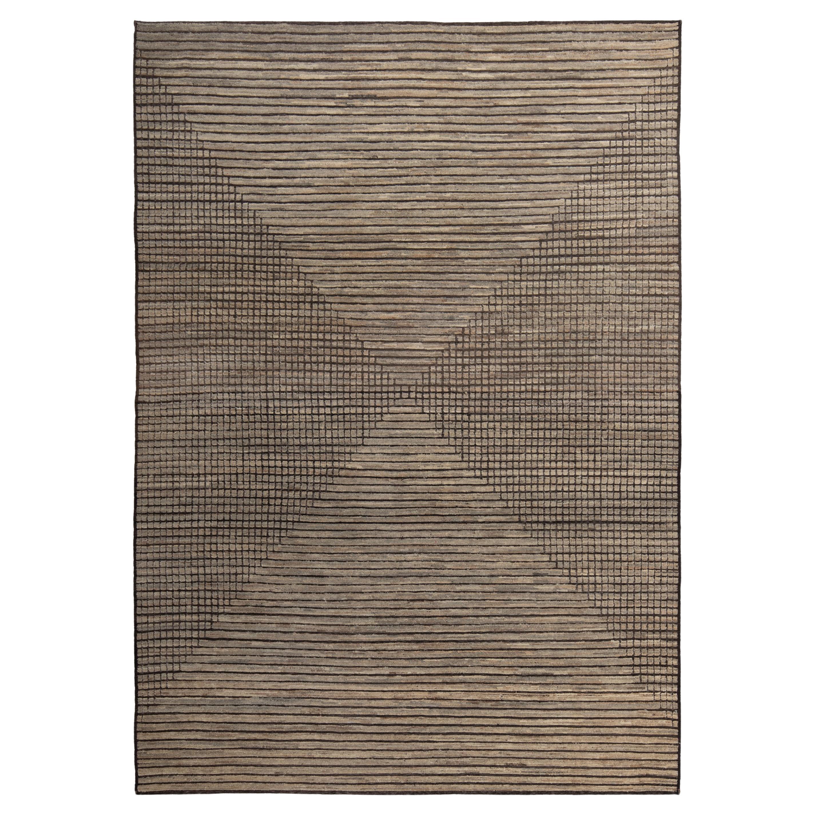 abc carpet Brown Zameen Transitional Wool Rug - 7'1" x 10'1" For Sale