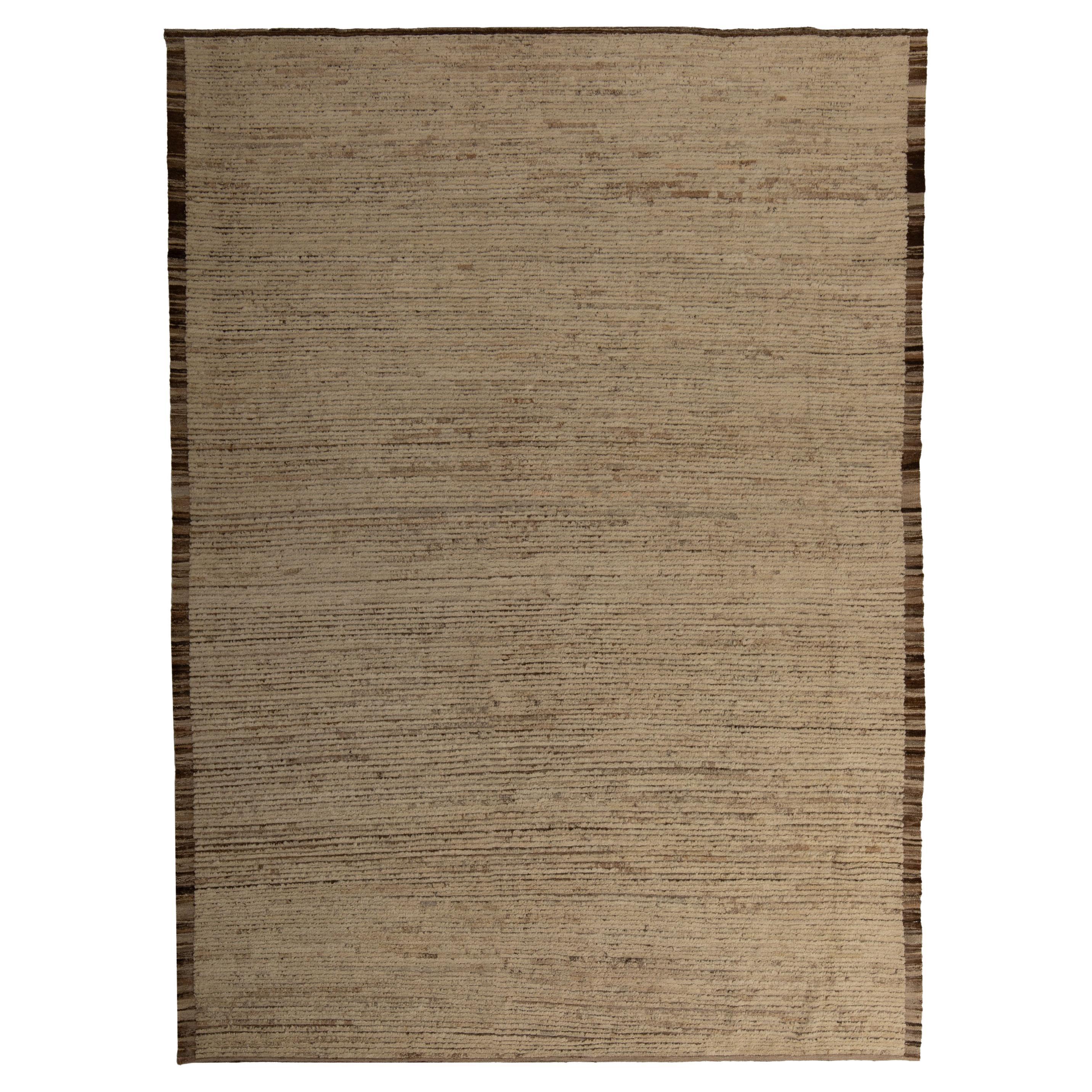 abc carpet Brown Zameen Transitional Wool Rug- 7'1" x 9'7" For Sale