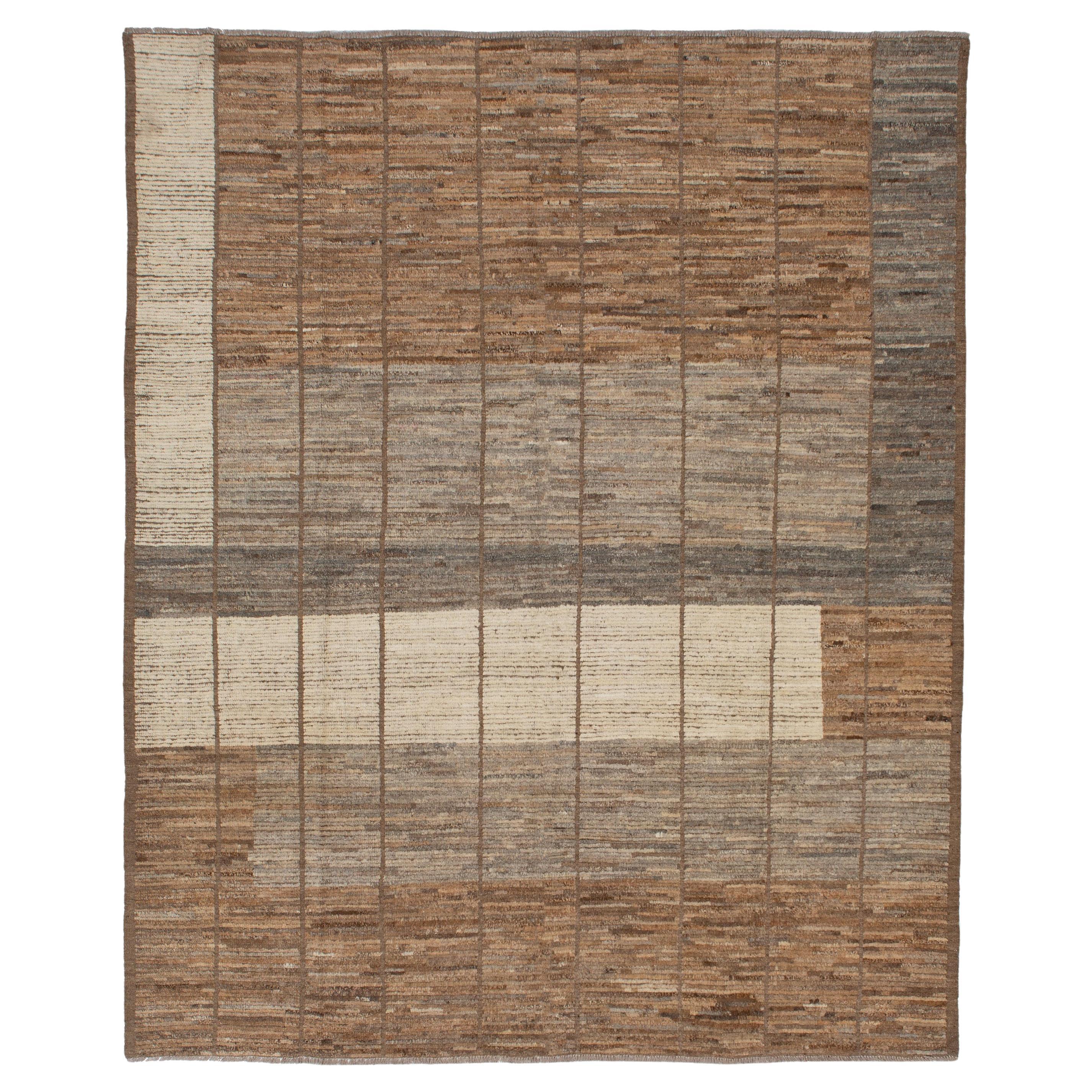 abc carpet Brown Zameen Transitional Wool Rug - 8'6" x 10' For Sale
