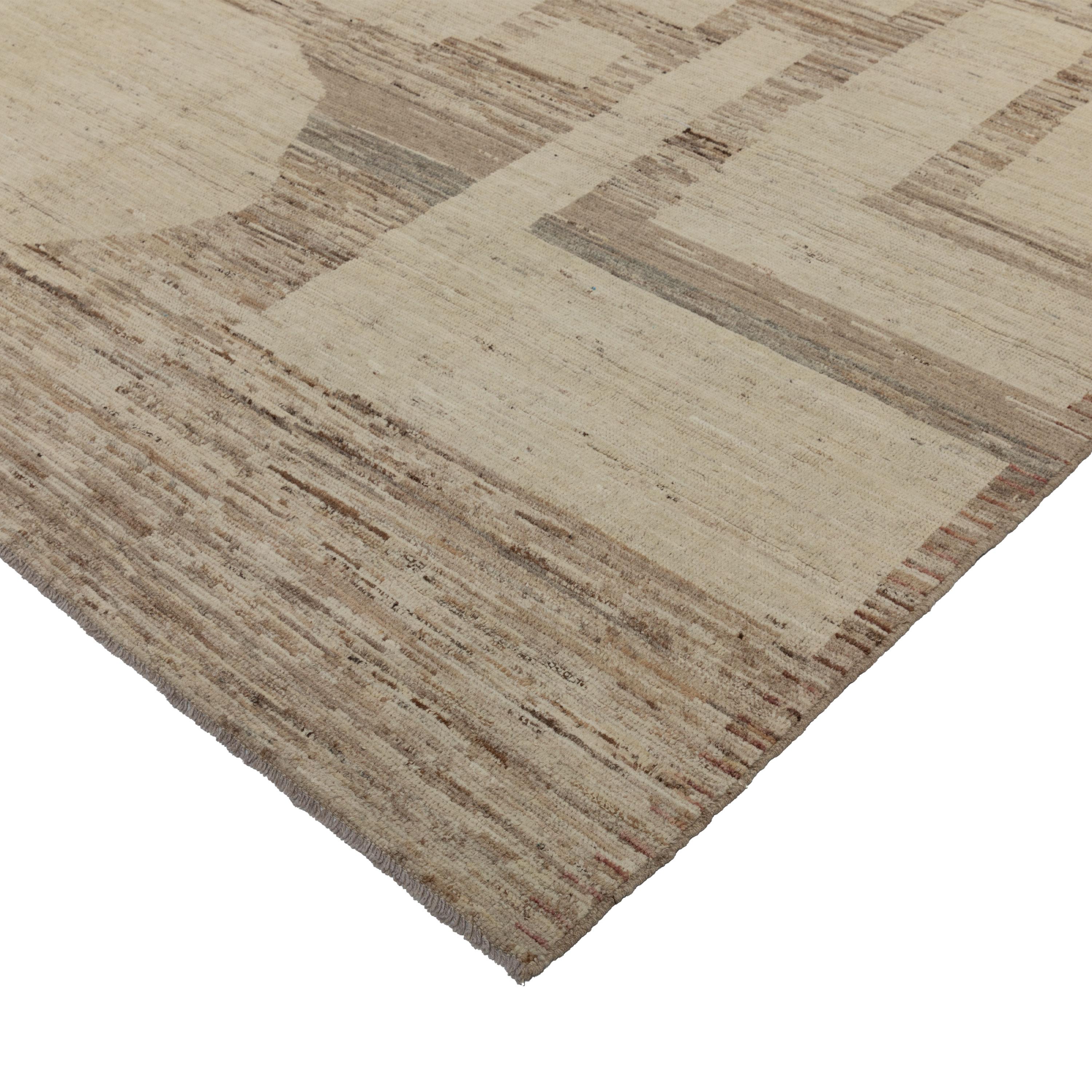 Mid-Century Modern Abc carpet Brown Tapis de laine transitionnel Zameen - 9'5