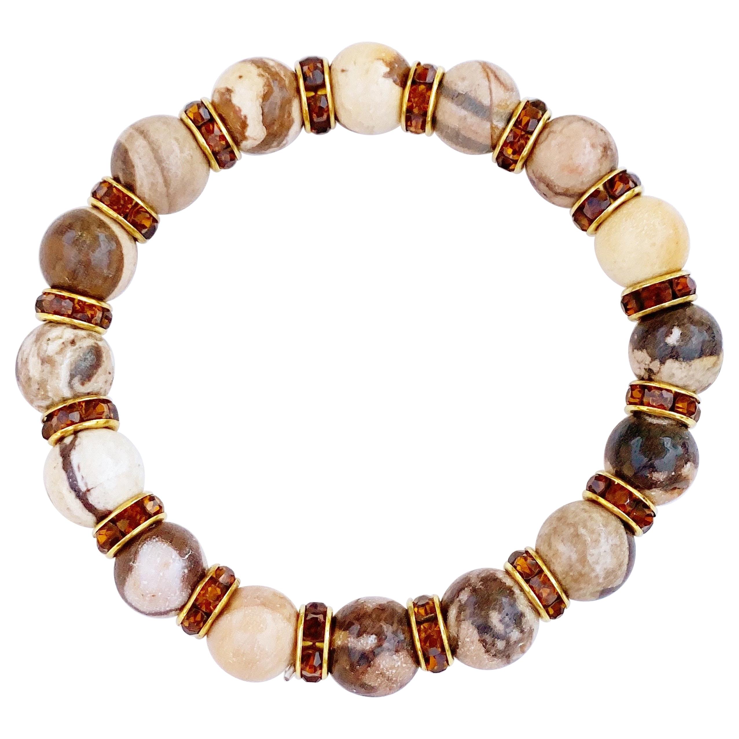 Brown Zebra Jasper Gemstone Rondelet Bracelet For Sale