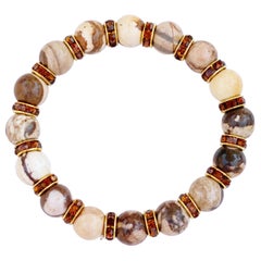 Retro Brown Zebra Jasper Gemstone Rondelet Bracelet