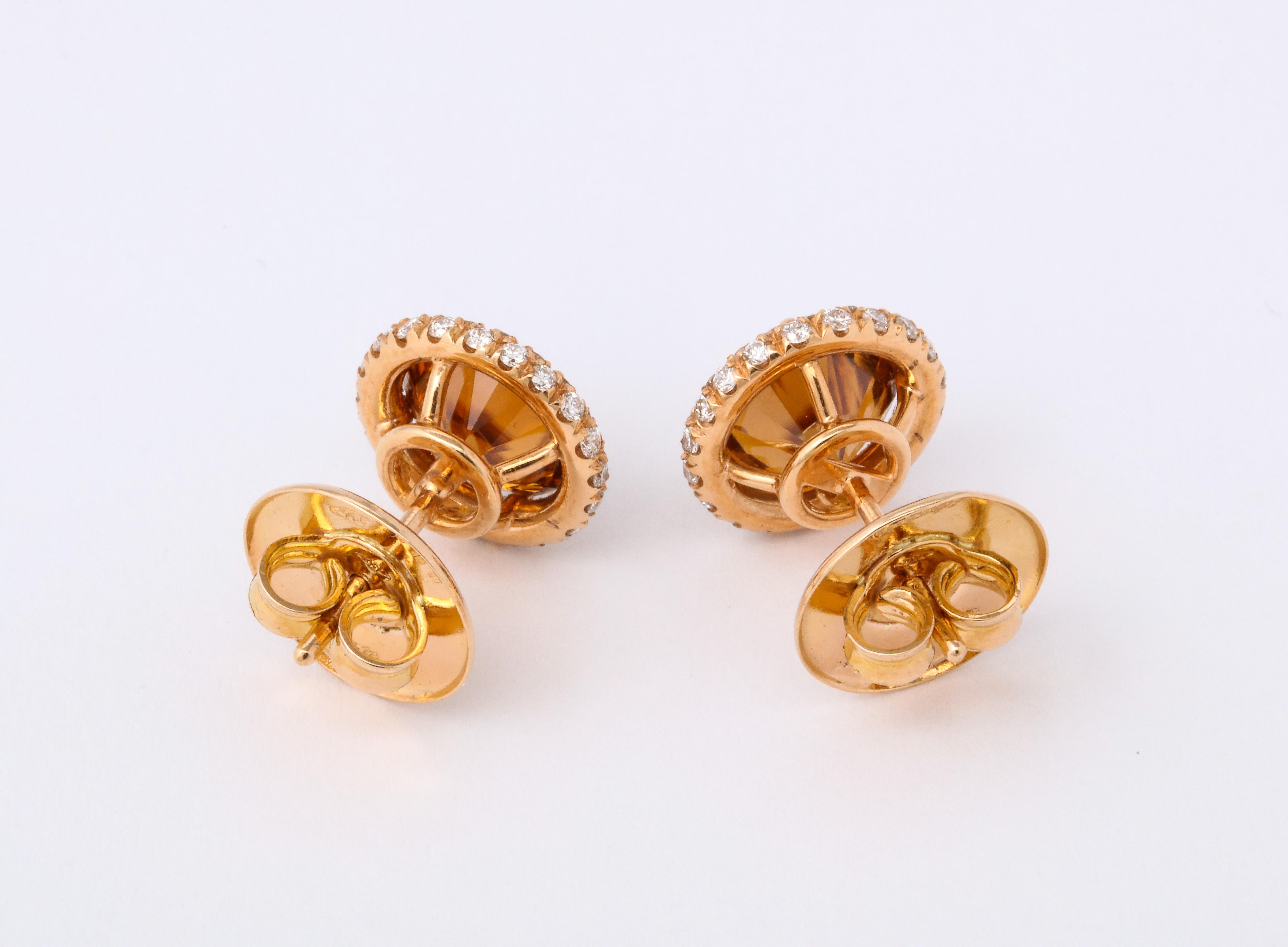 Brown Zircon Diamond Rose Gold Earrings 2