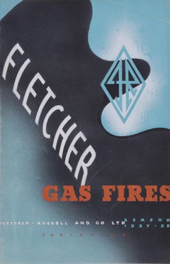 Fletcher Gasfeuer Broschüre 1937, gemalt, entworfen von Brownbridge