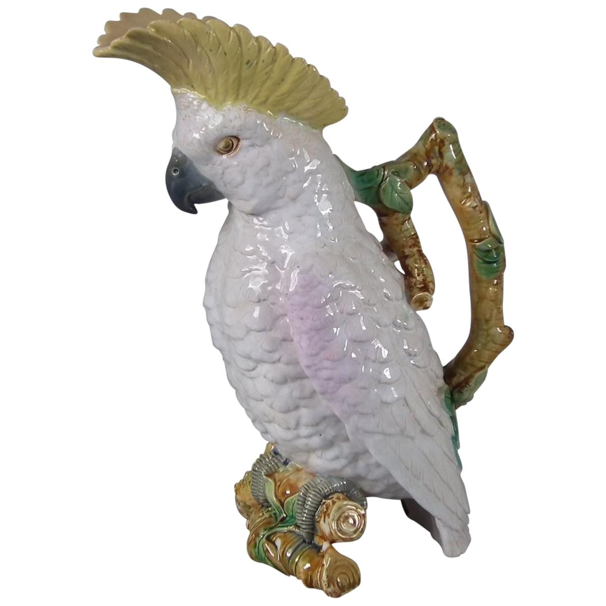 Brownfield Majolica Cockatoo Jug or Pitcher