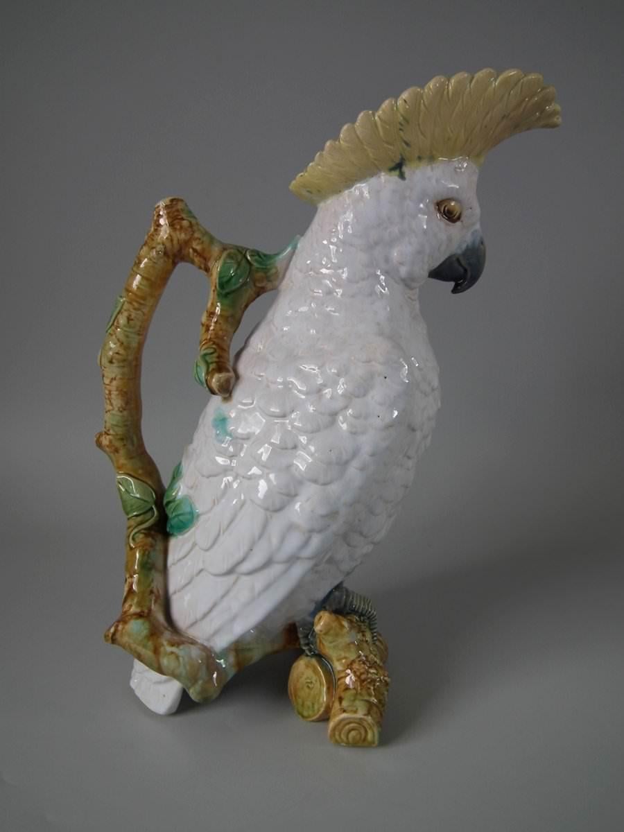 Late 19th Century Brownfield Majolica Cockatoo Jug or Pitcher