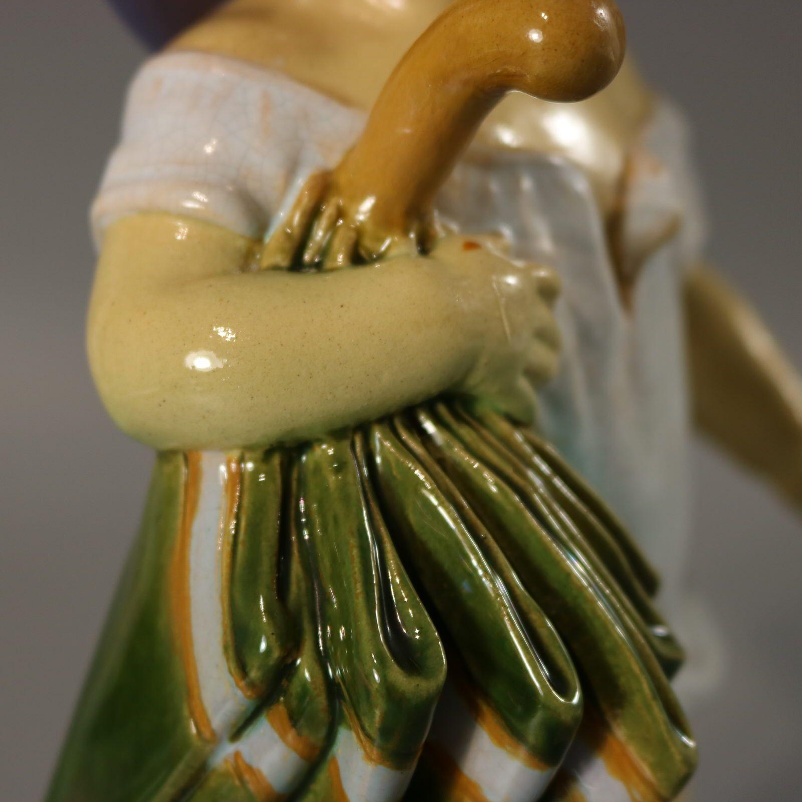 Brownfield Majolica Figure of a Child, Titled PAPA For Sale 10