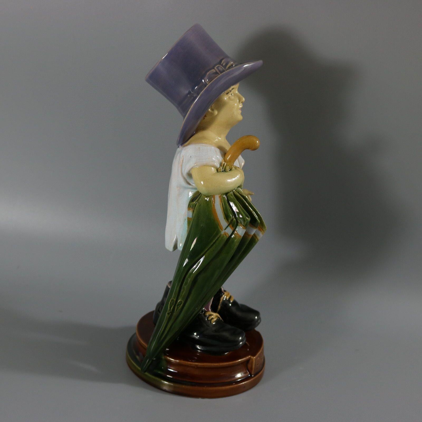 Brownfield Majolica Figure of a Child, Titled PAPA For Sale 3