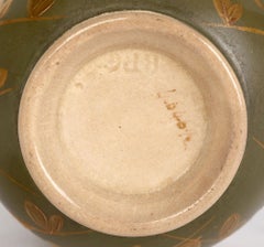 Brownhills Pottery Antique Green Stoneware Mustard with Silver-Plated Mounts