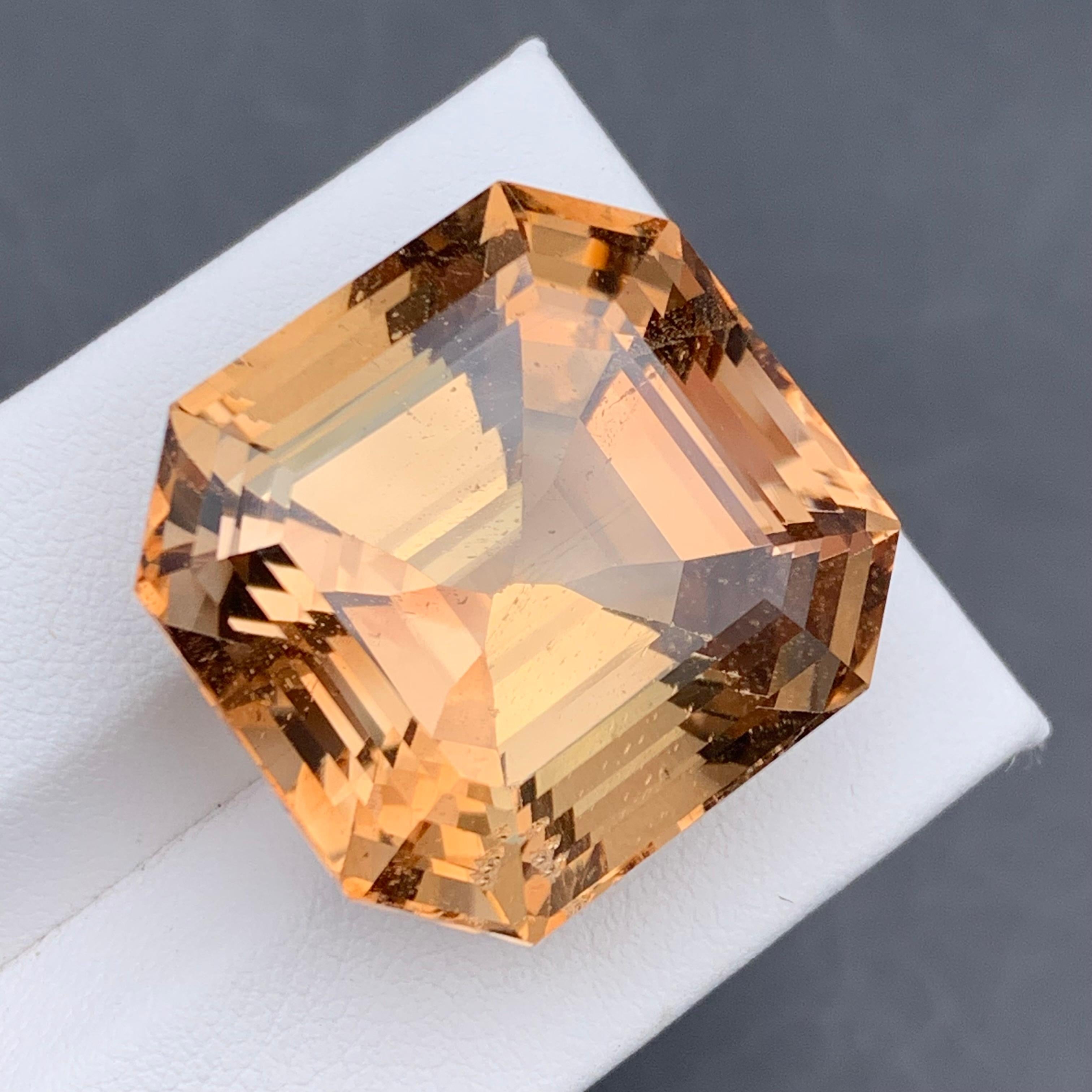 Brownish Golden Natural Topaz Pendant, Bracelet Loose Gemstone 71.35 Ct Asscher For Sale 6