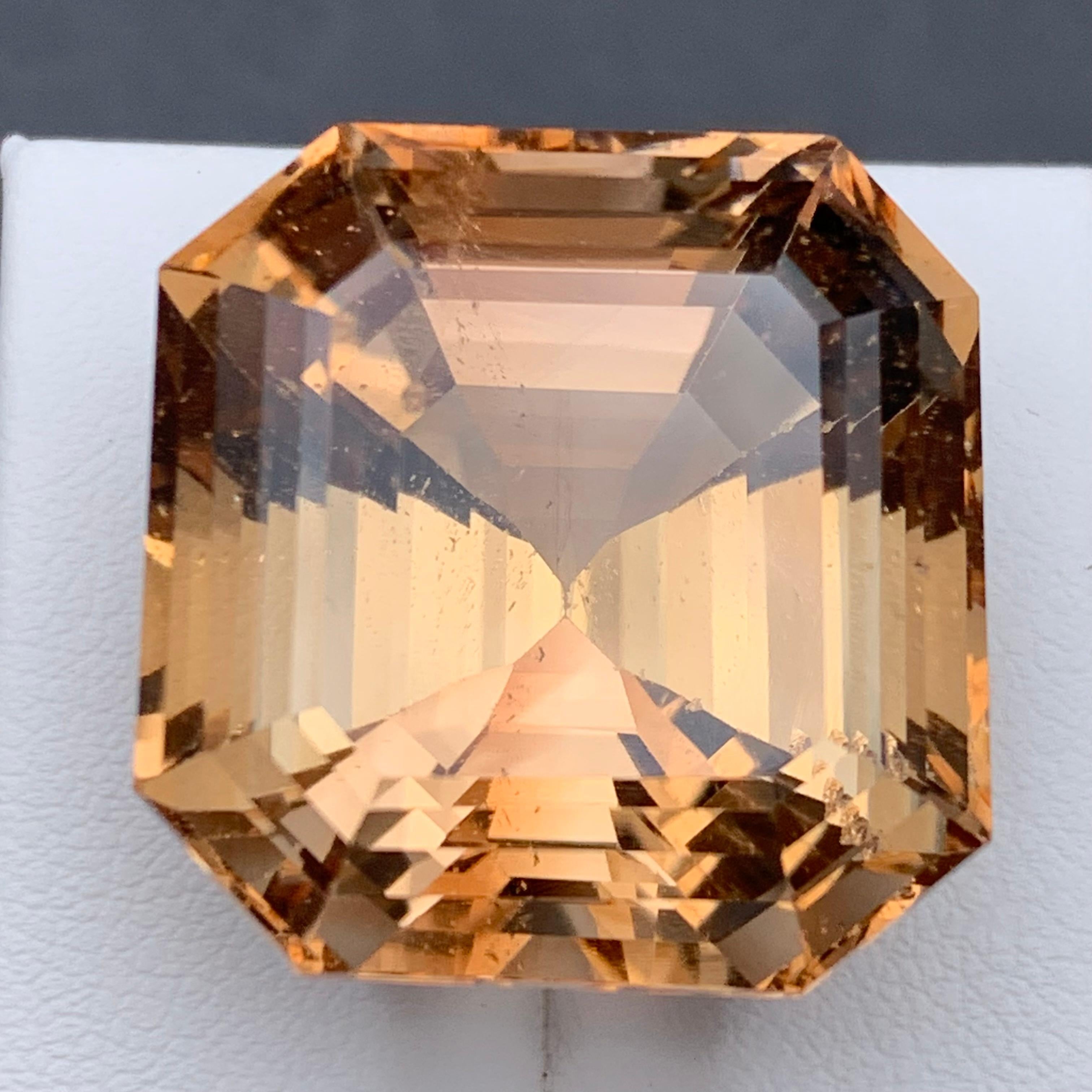Brownish Golden Natural Topaz Pendant, Bracelet Loose Gemstone 71.35 Ct Asscher For Sale 7