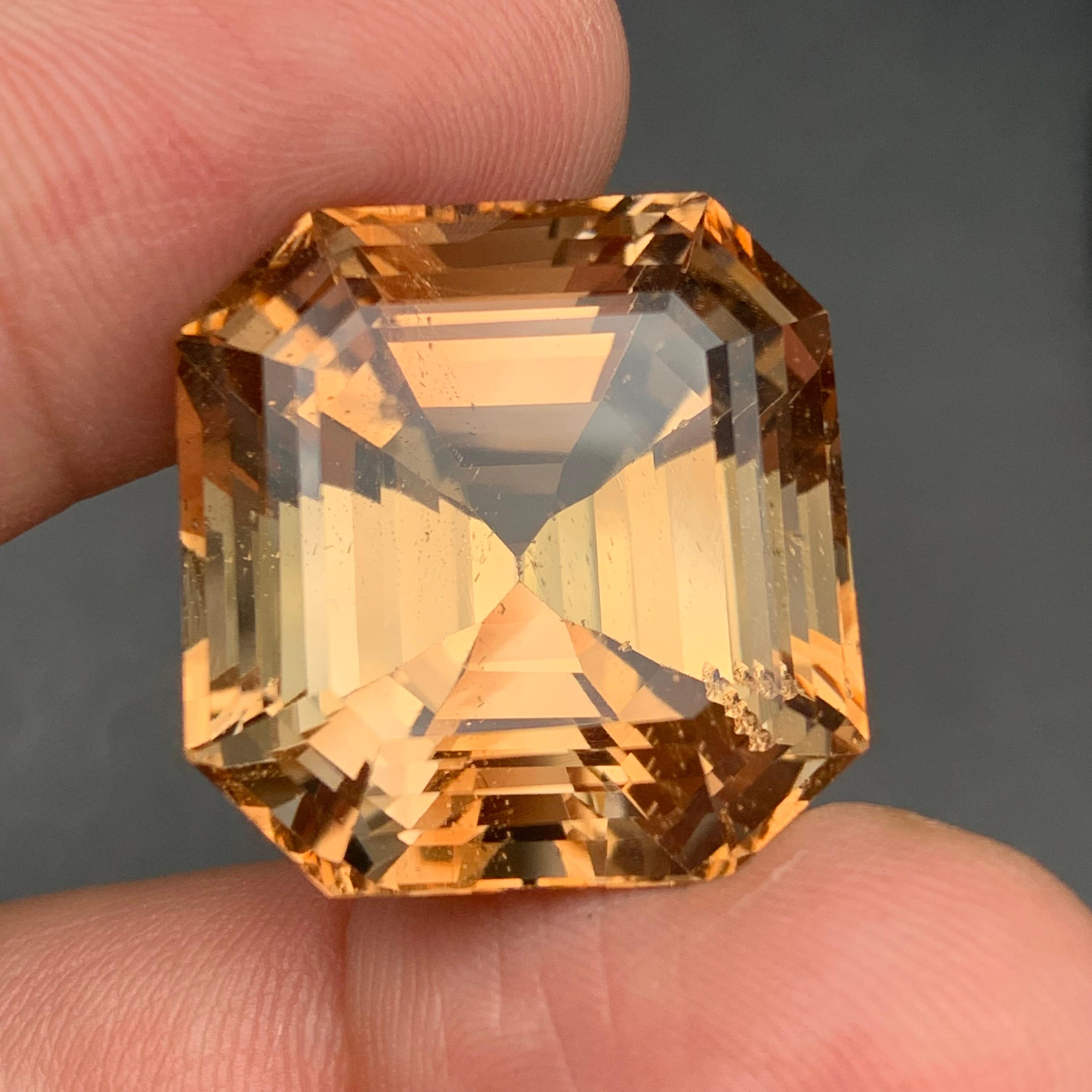 Contemporary Brownish Golden Natural Topaz Pendant, Bracelet Loose Gemstone 71.35 Ct Asscher For Sale