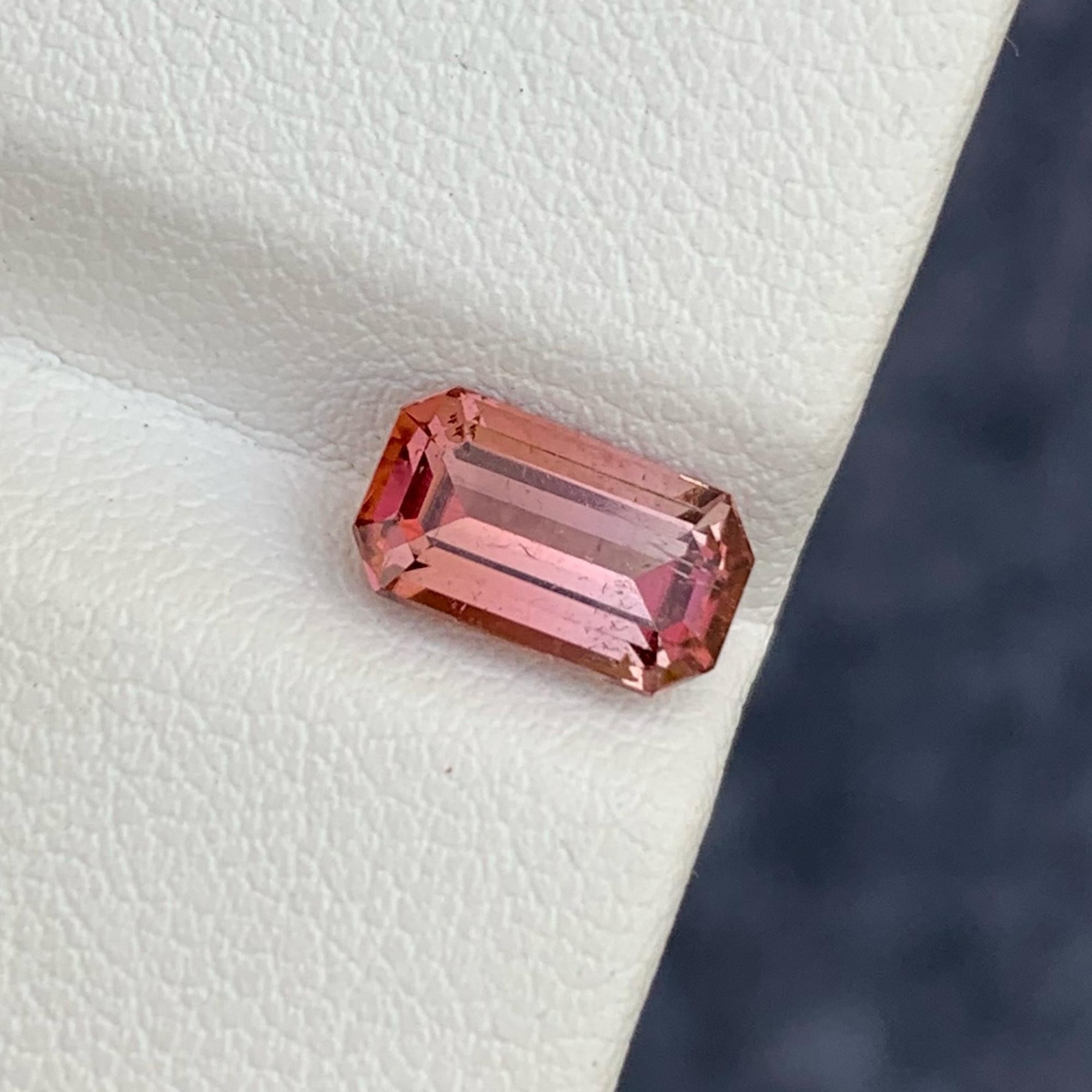 Modern Brownish Red Tourmaline 1.85 carats Emerald Cut Natural Gemstone From Africa For Sale