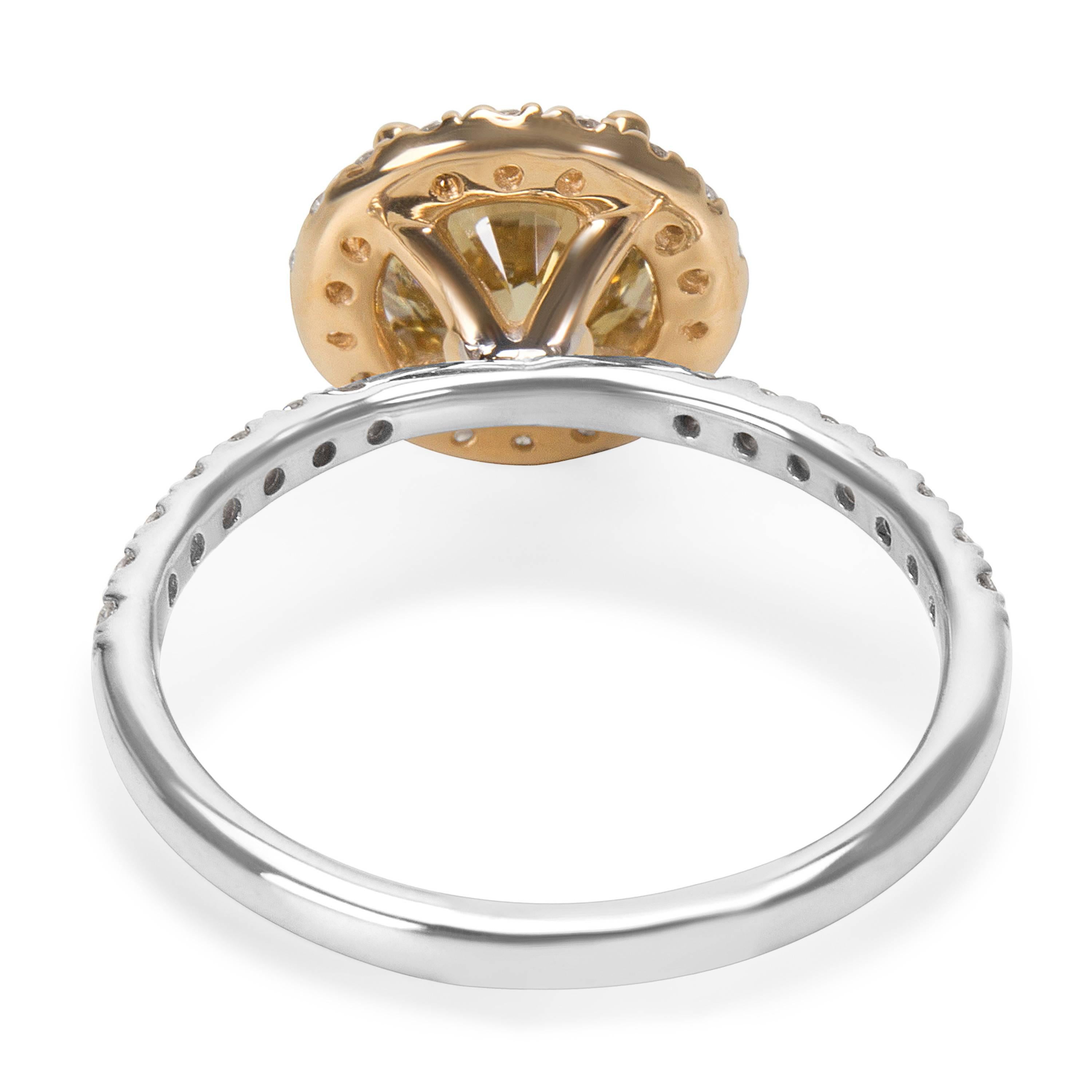 Modern GIA Certified Brownish Yellow Diamond Engagement Ring in 14KT Gold 2.08 Carat