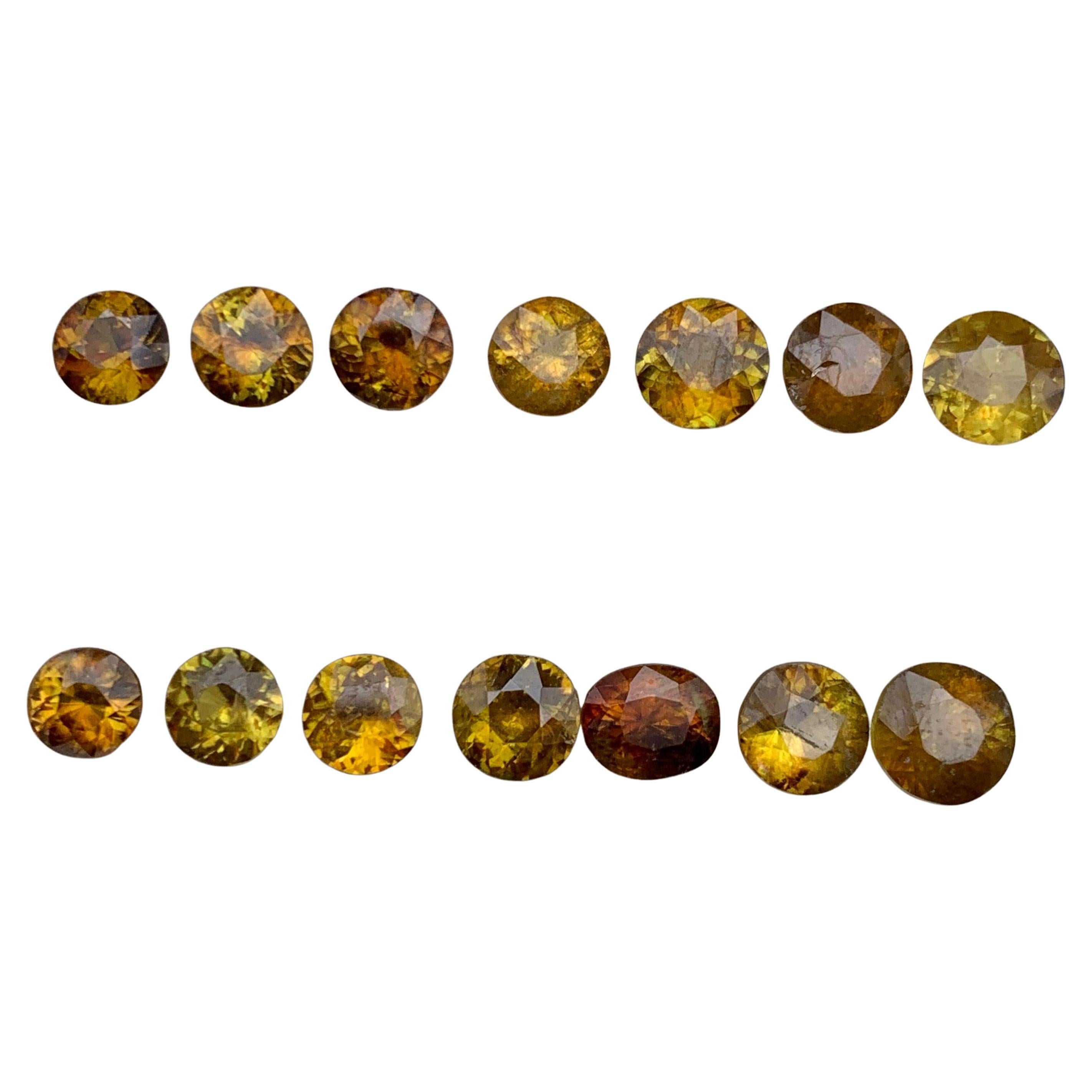 Brownish Yellow Natural Sphene / Titanite Loose Gemstone Lot 10.10Ct Round-Jewel
