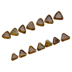 Brownish Yellow Natural Sphene/Titanite Loose Gemstones Lot 13.70Ct Trillion Cut