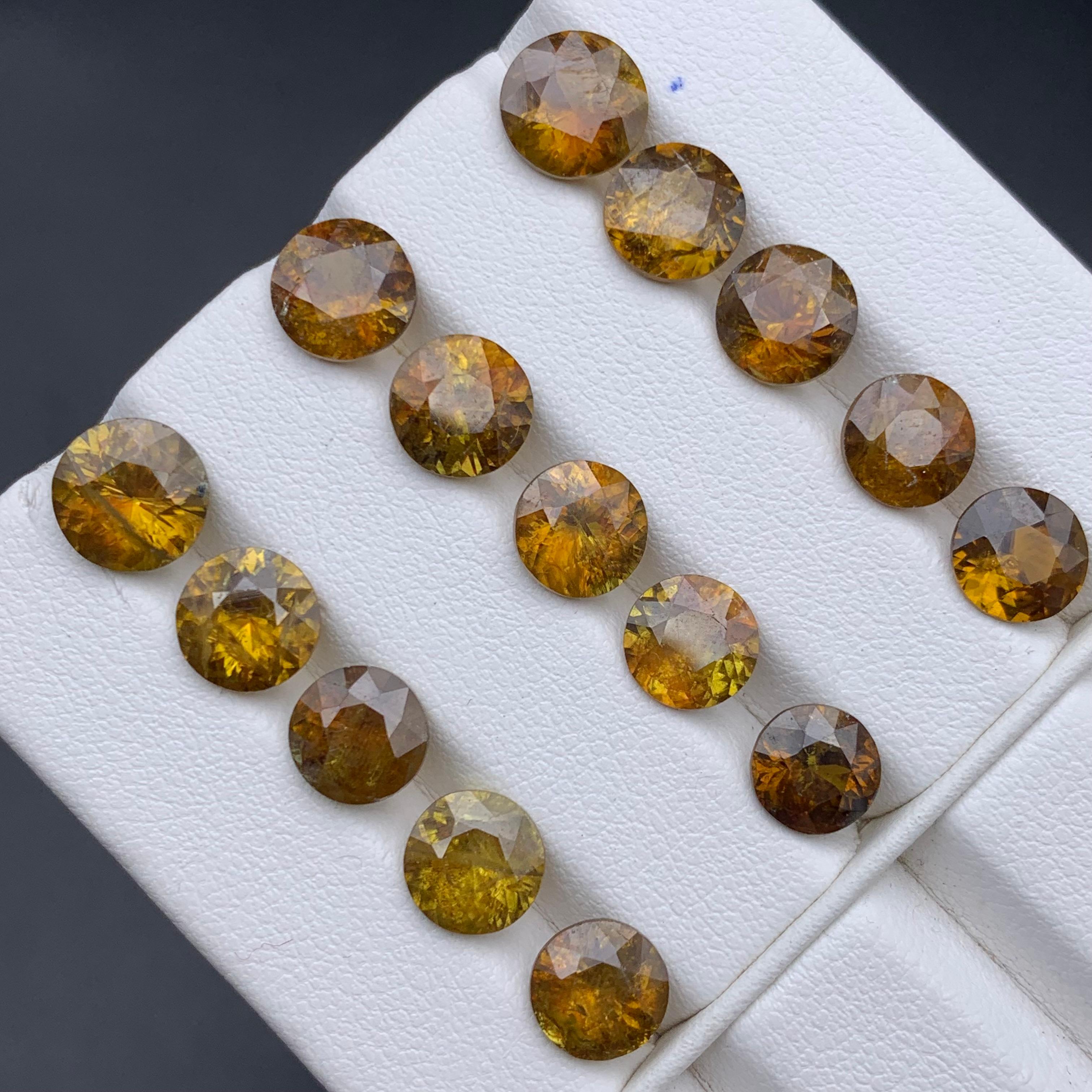 Brownish Yellow Natural Sphene/Titanite Loose Gemstones Lot 24.40 Ct Round-Jewel For Sale 4