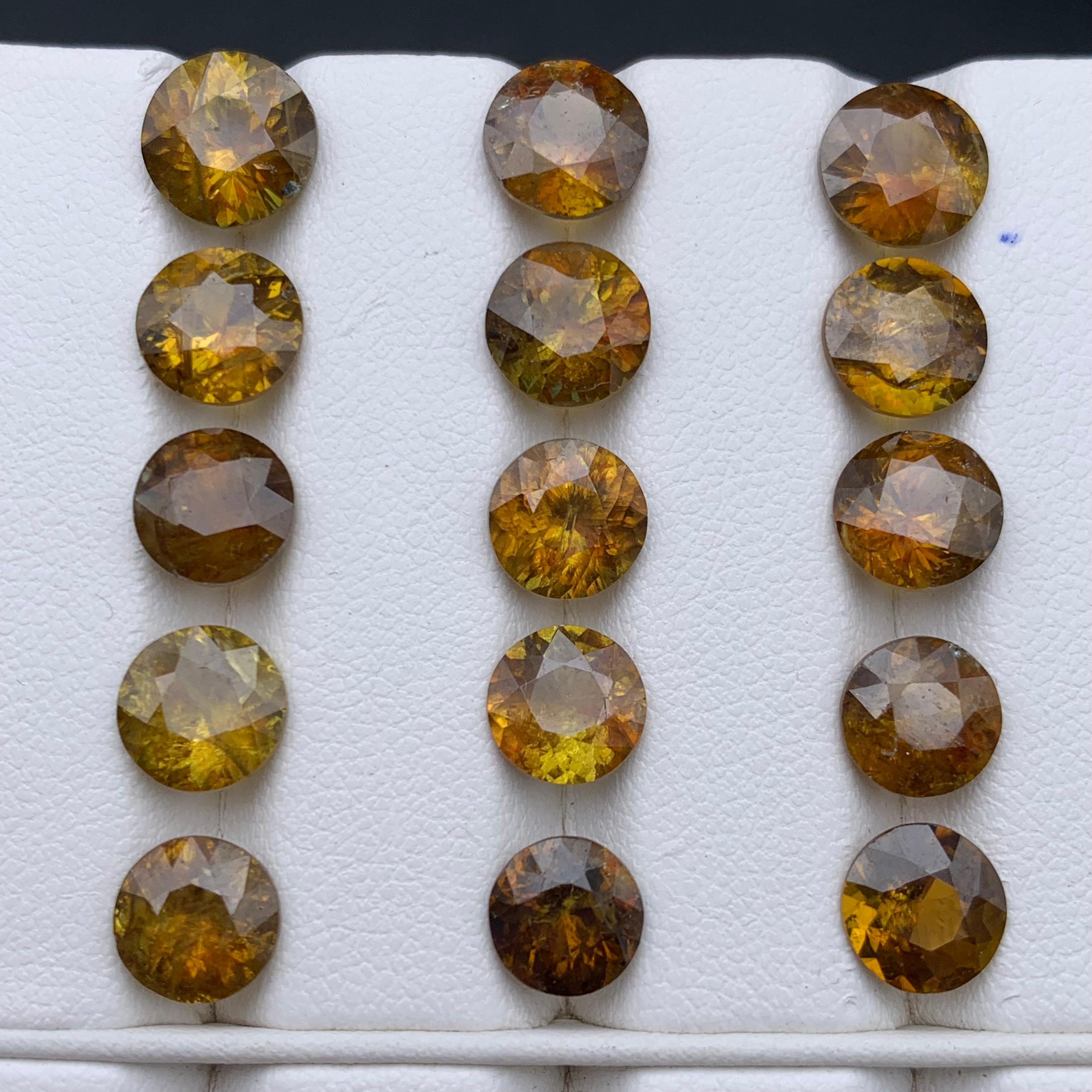 Brownish Yellow Natural Sphene/Titanite  Loose Gemstones Lot Full of Fire and Sparkling Luster Perfect for Rings, Necklaces, Pendants, Bracelets or any other Jewelry Setting-Round Brilliant Cut from Zagi Mine of Pakistan!!

💎 GEMSTONE TYPE: