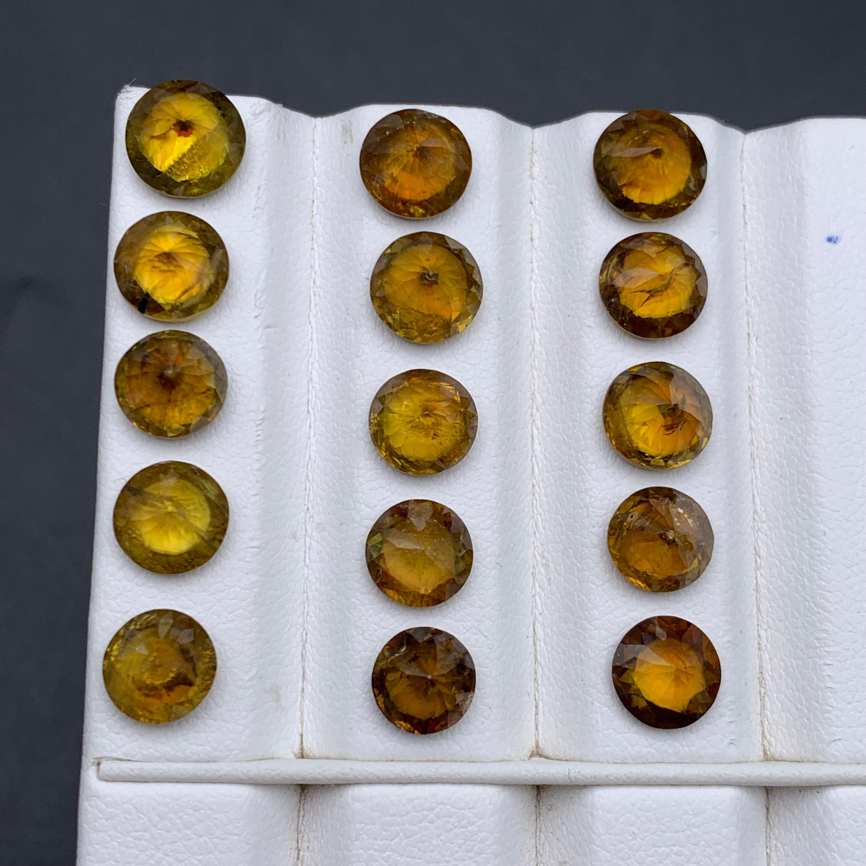 Brownish Yellow Natural Sphene/Titanite Loose Gemstones Lot 24.40 Ct Round-Jewel For Sale 1
