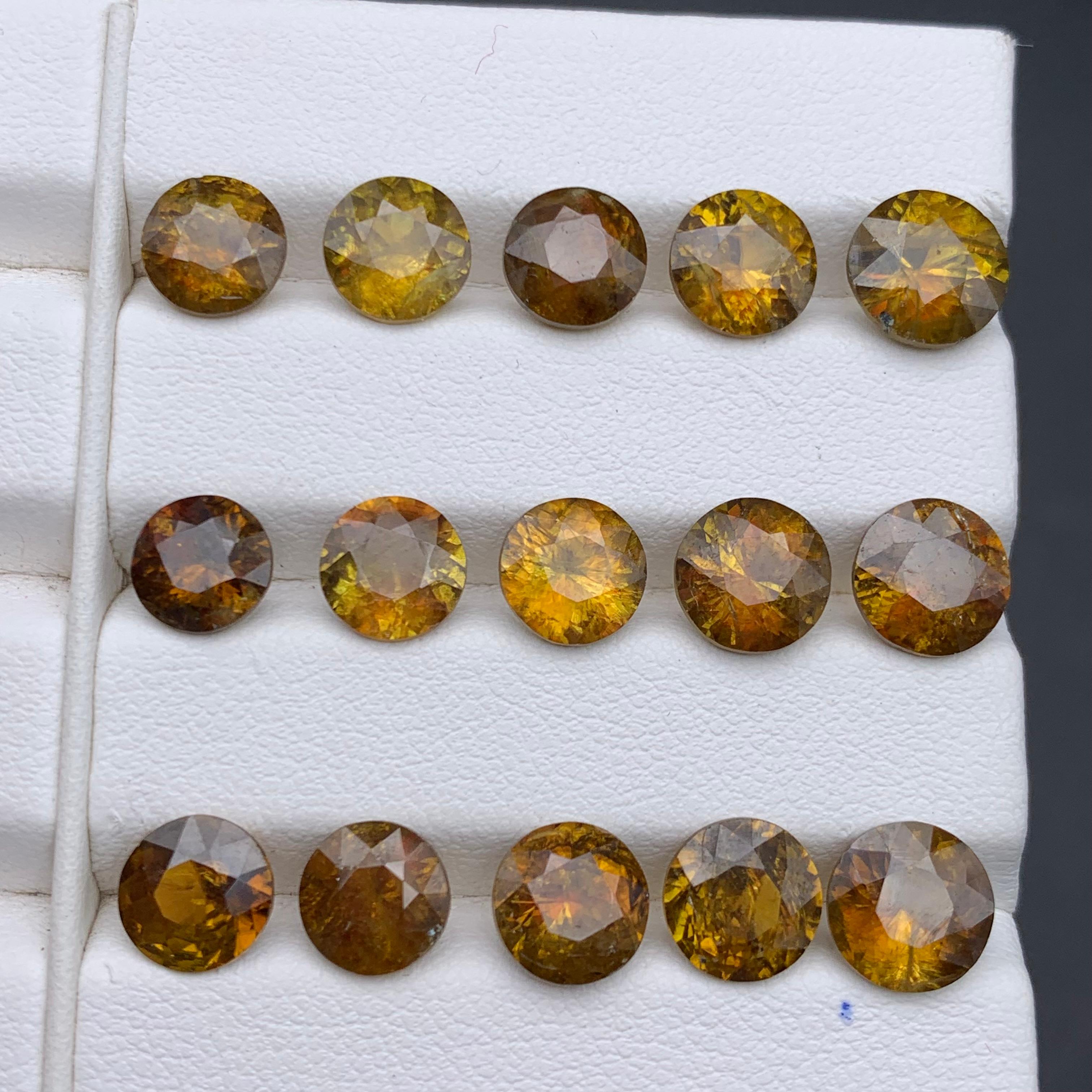 Brownish Yellow Natural Sphene/Titanite Loose Gemstones Lot 24.40 Ct Round-Jewel For Sale 2