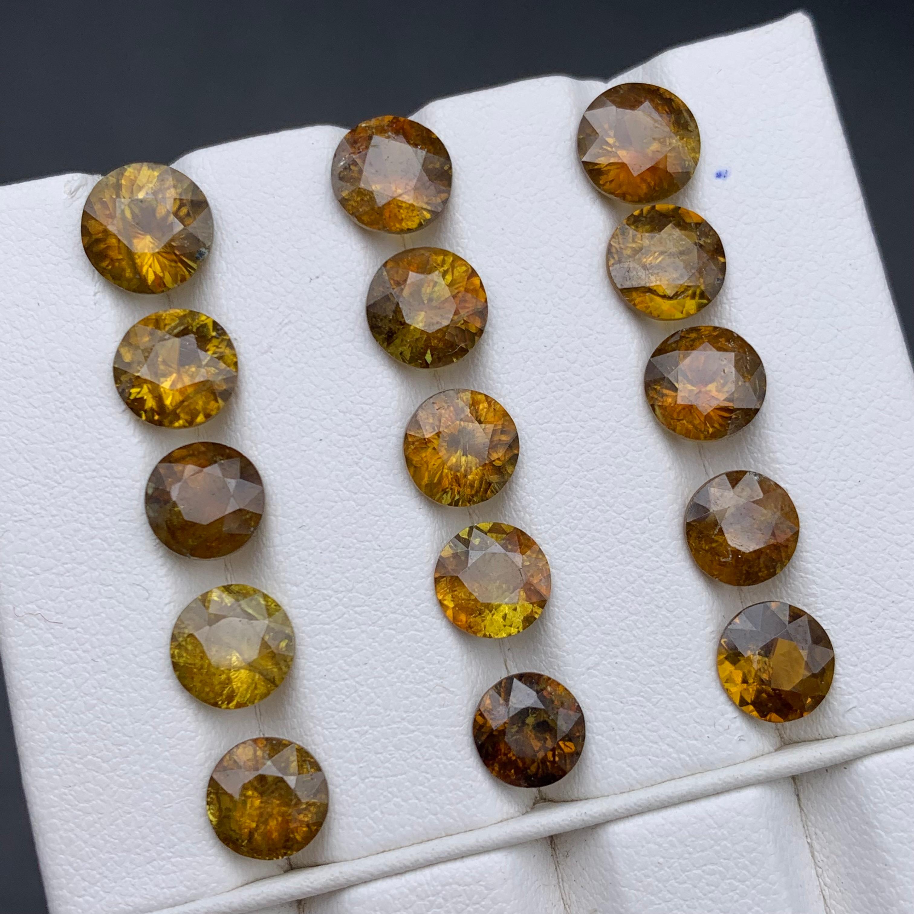 Brownish Yellow Natural Sphene/Titanite Loose Gemstones Lot 24.40 Ct Round-Jewel For Sale 3