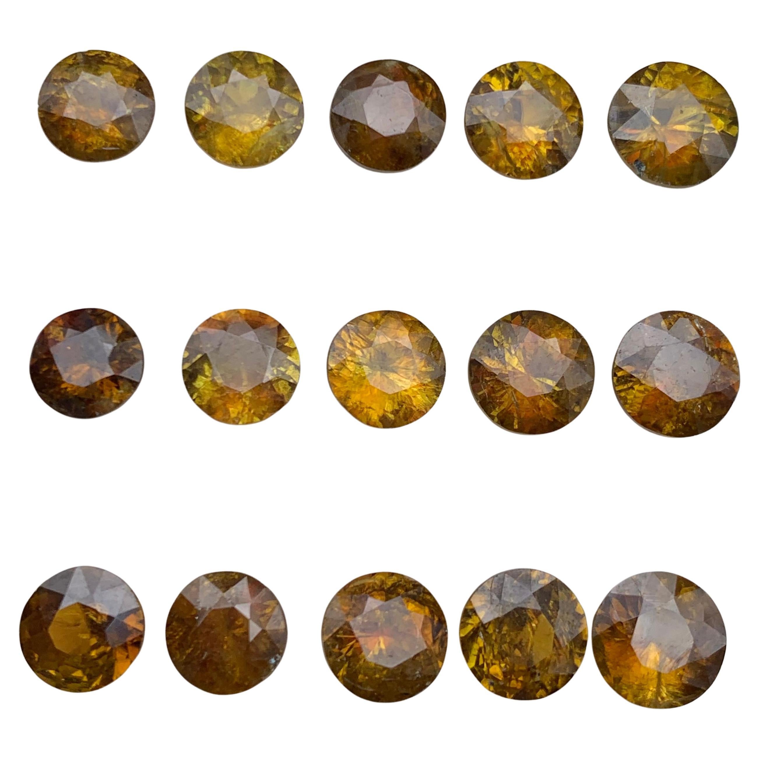 Brownish Yellow Natural Sphene/Titanite Loose Gemstones Lot 24.40 Ct Round-Jewel