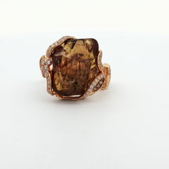 Bräunlich gelber Saphir & Diamant Ring in 18K Rose Gold aus den VAE