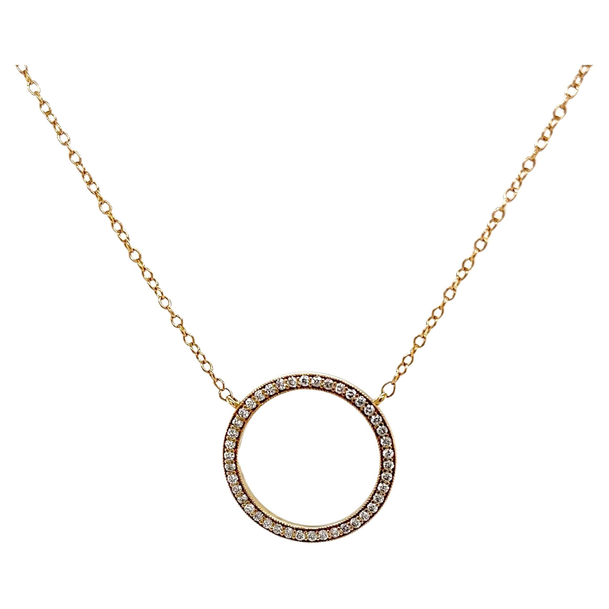 Browns 18ct Yellow Gold Diamond Circle of Life Pendant Set With 0.20ct Diamonds For Sale