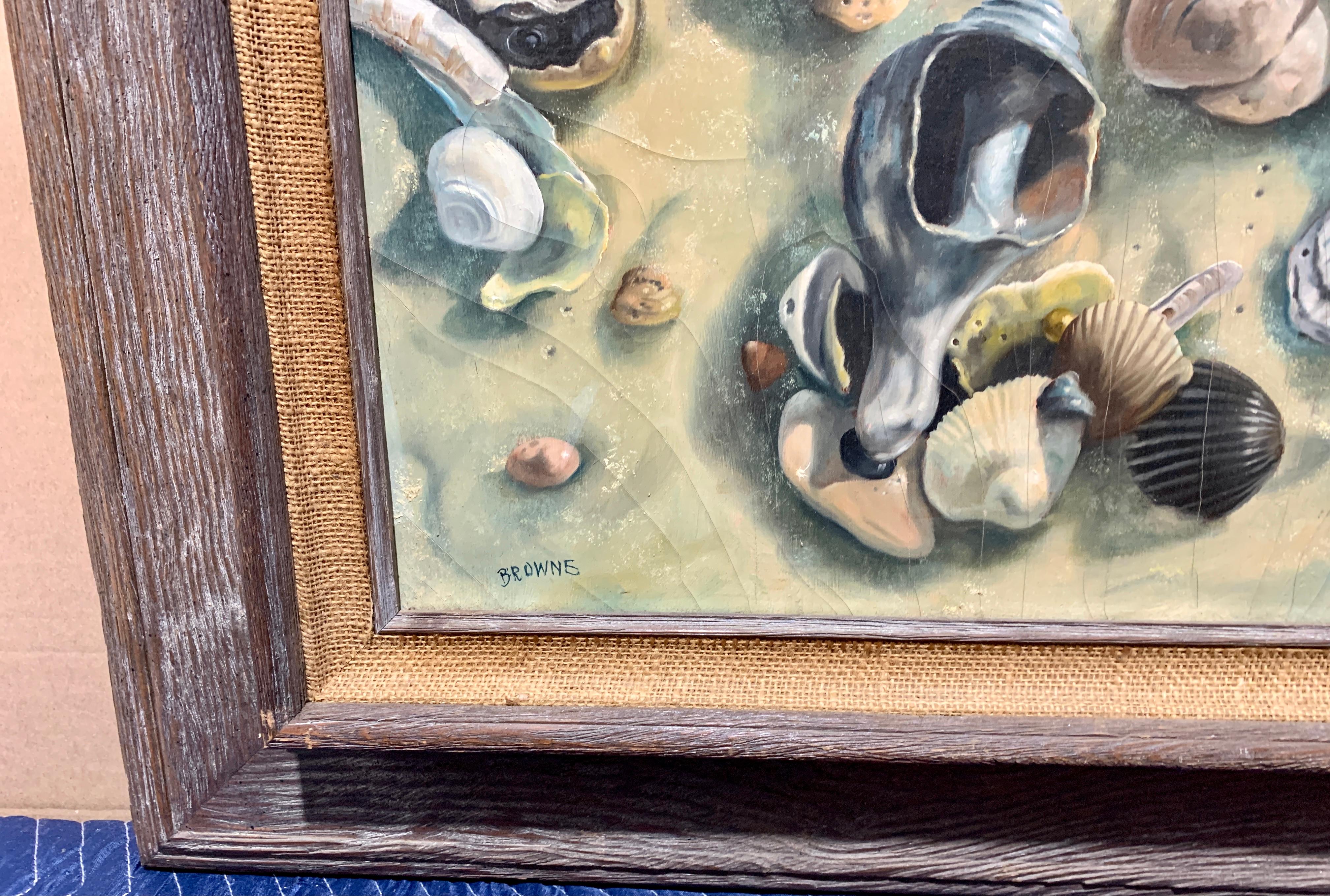 Peinture à l'huile américaine, nature morte de coquillages de mer, fin du XXe siècle - Réalisme Painting par Unknown