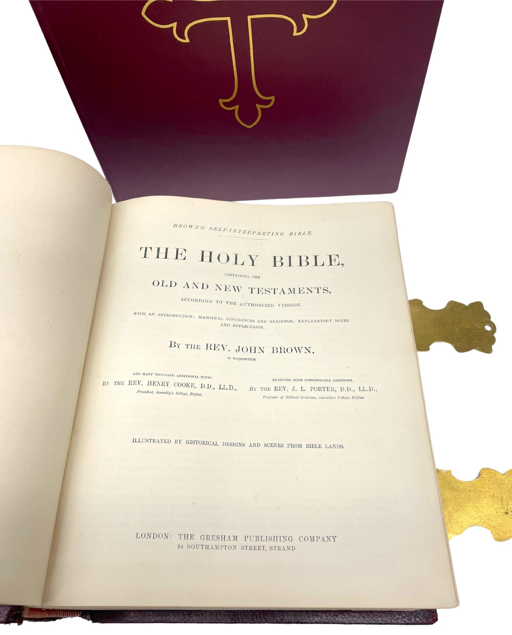 La Biblia Familiar Autointerpretativa de Brown, por el Revdo. John Brown, Ilustrado, 1880 en Bueno estado para la venta en Colorado Springs, CO