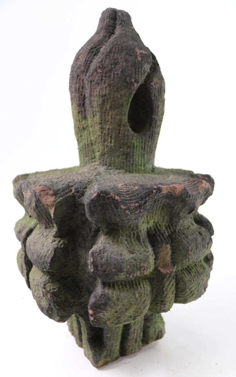 Hand-Carved Brownstone Building  Finial Fragment in Moss Finish 