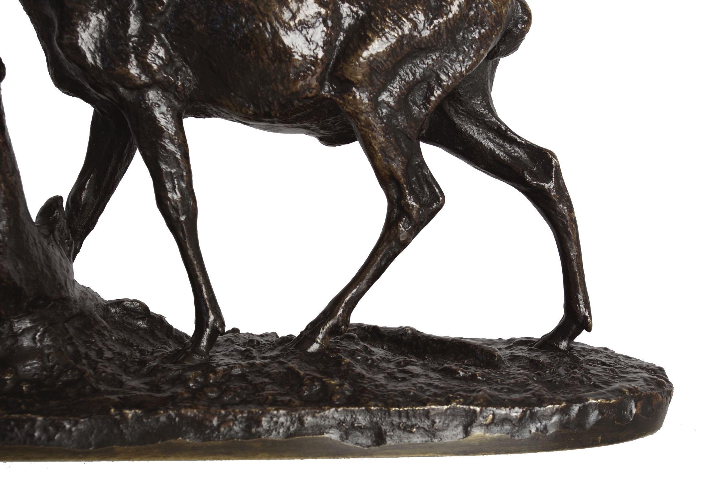 Sculpture française ancienne en bronze 1843 « Browsing Stag » de Pierre Jules Mene en vente 5