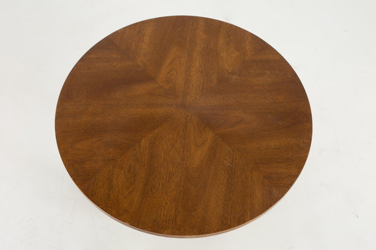 Broyhill Brasilia Brutalist Mid Century Round Walnut Side End Table at ...