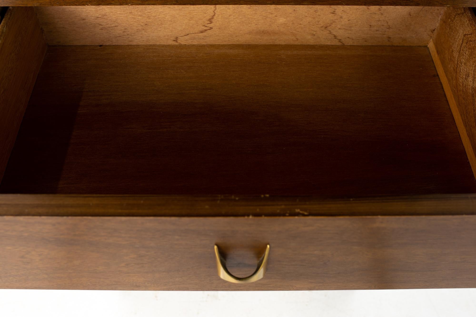 Broyhill Brasilia Brutalist Mid Century Walnut and Brass Lingerie Chest In Good Condition In Countryside, IL