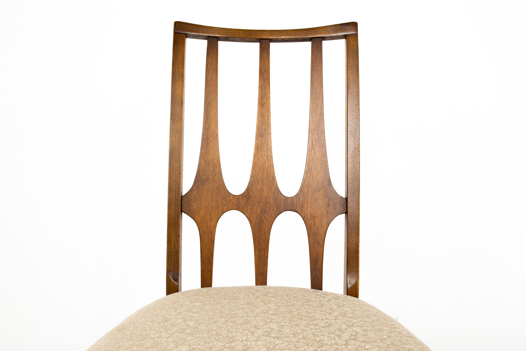 Broyhill Brasilia Brutalist Mid Century Walnut Dining Chairs, Set of 4 3