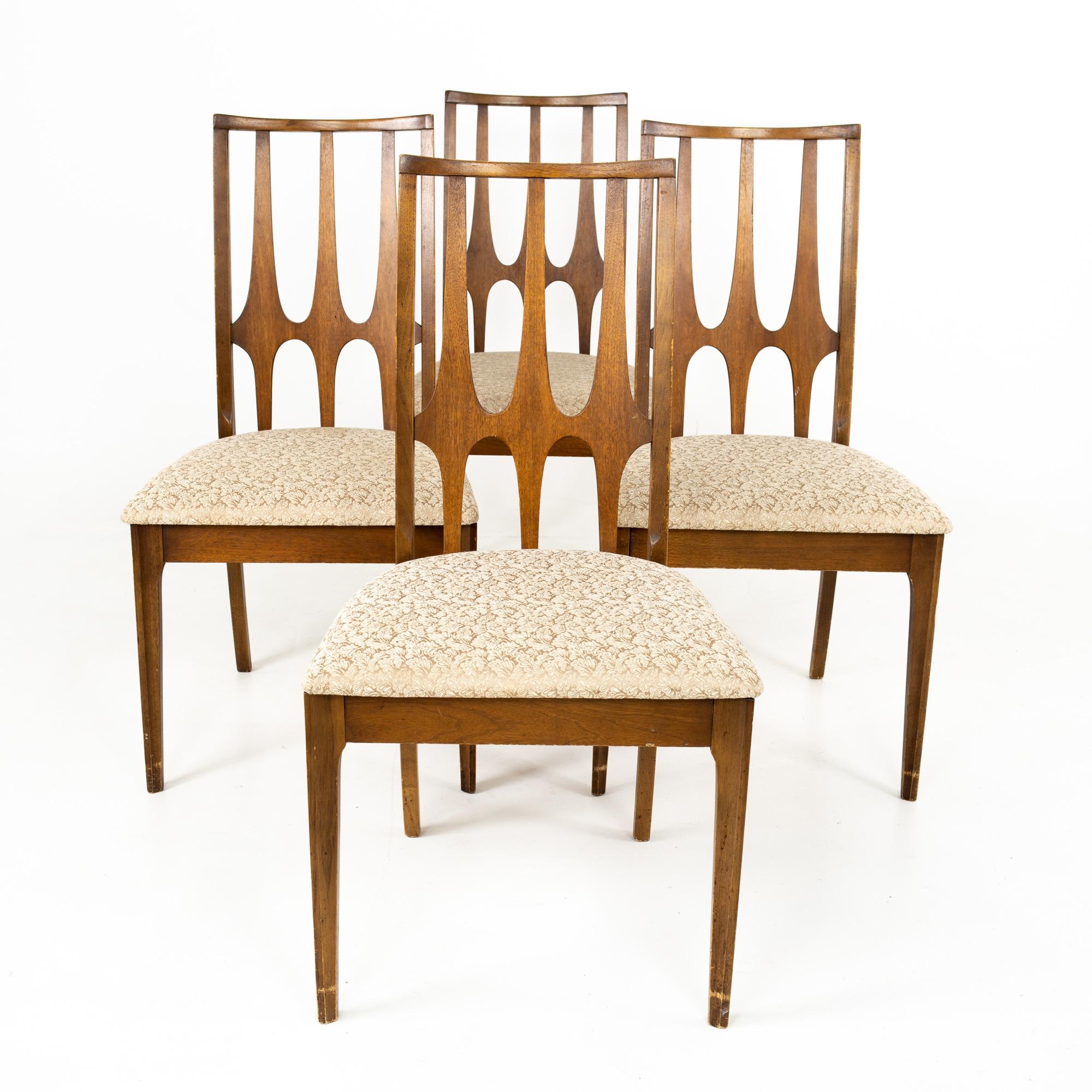 Mid-Century Modern Broyhill Brasilia Brutalist Mid Century Walnut Dining Chairs, Set of 4