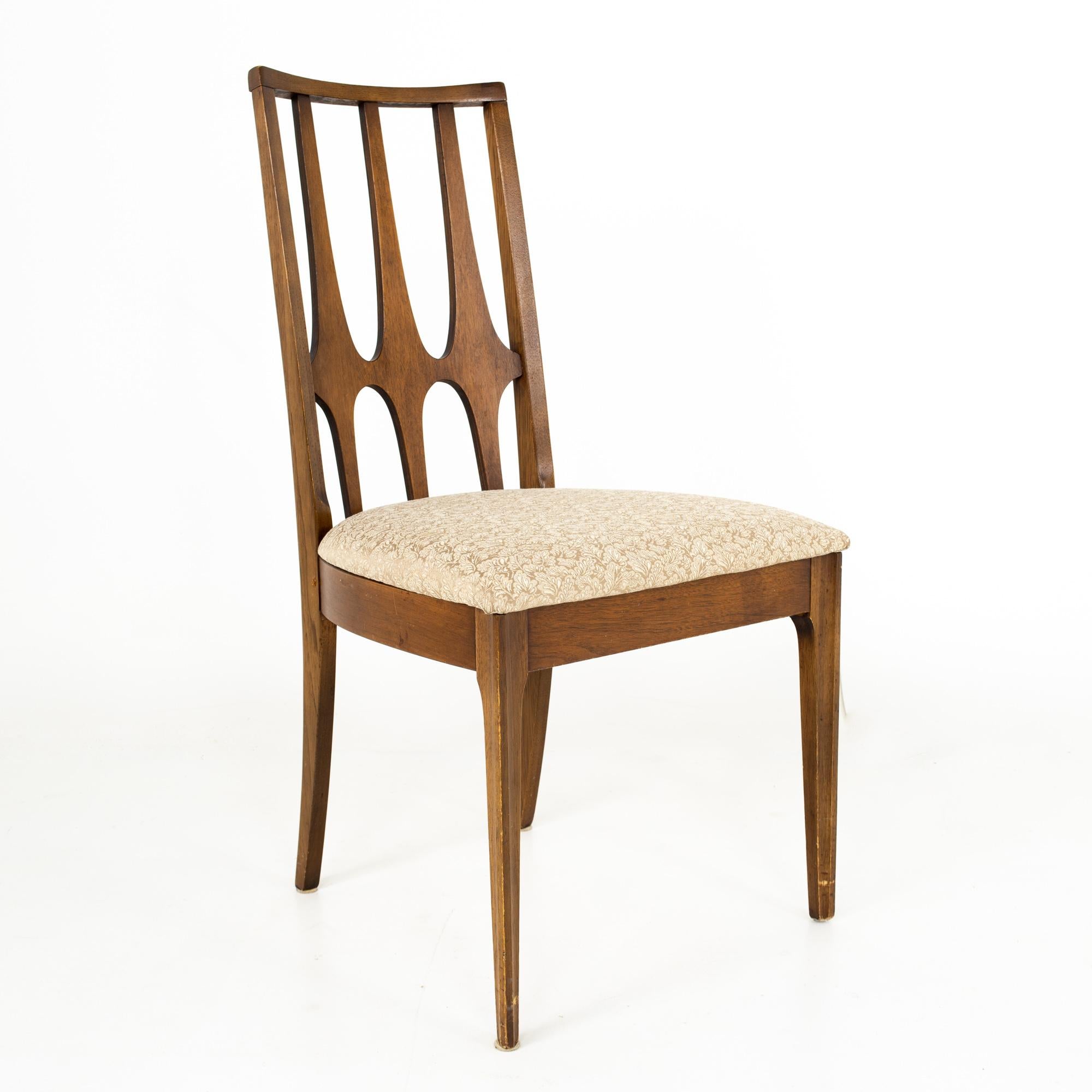 American Broyhill Brasilia Brutalist Mid Century Walnut Dining Chairs, Set of 4