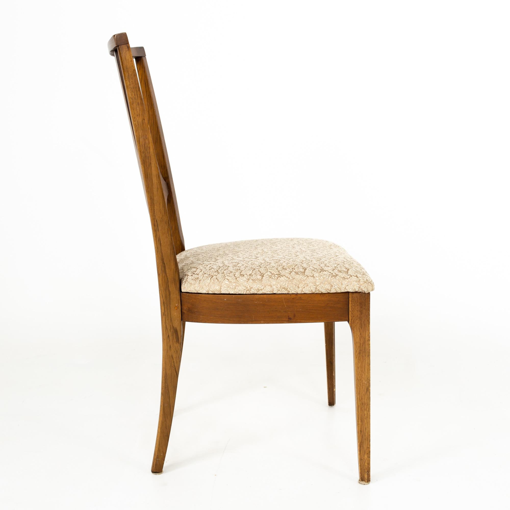 Upholstery Broyhill Brasilia Brutalist Mid Century Walnut Dining Chairs, Set of 4