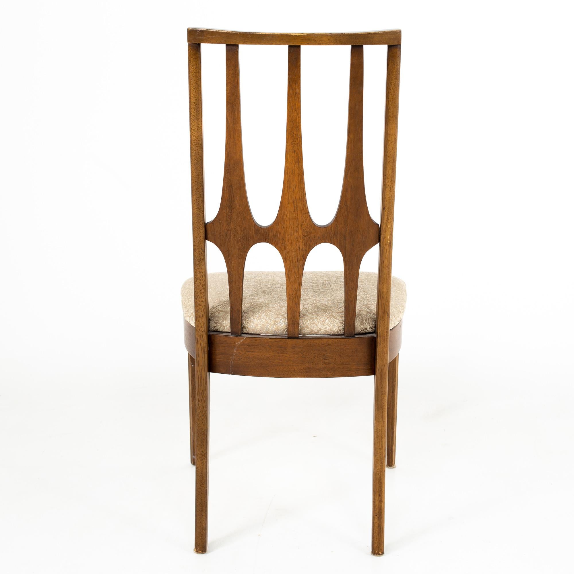 Broyhill Brasilia Brutalist Mid Century Walnut Dining Chairs, Set of 4 2