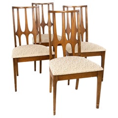 Broyhill Brasilia Brutalist Mid Century Walnut Dining Chairs, Set of 4