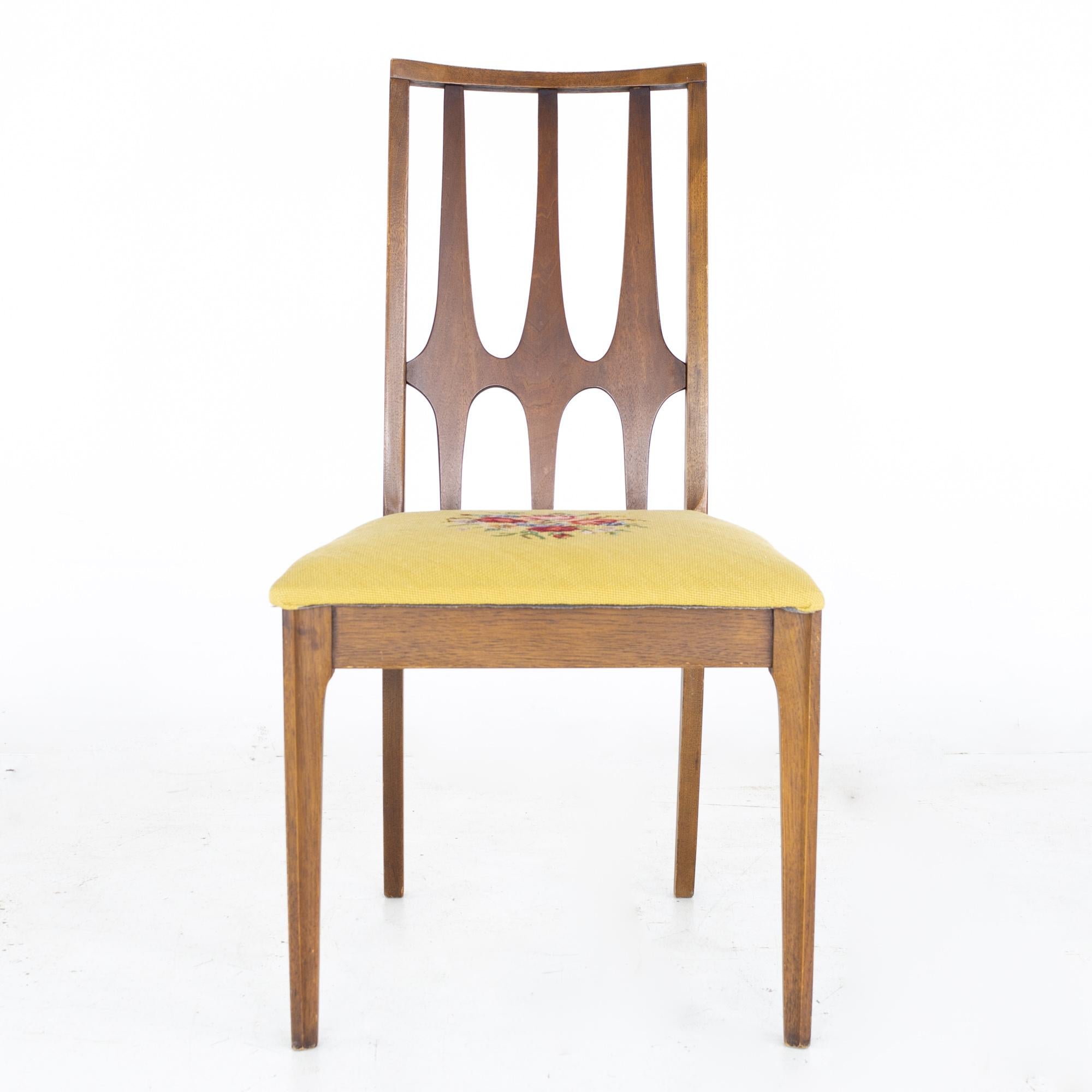 Broyhill Brasilia Brutalist Mid Century Walnut Dining Chairs, Set of 6 For Sale 2