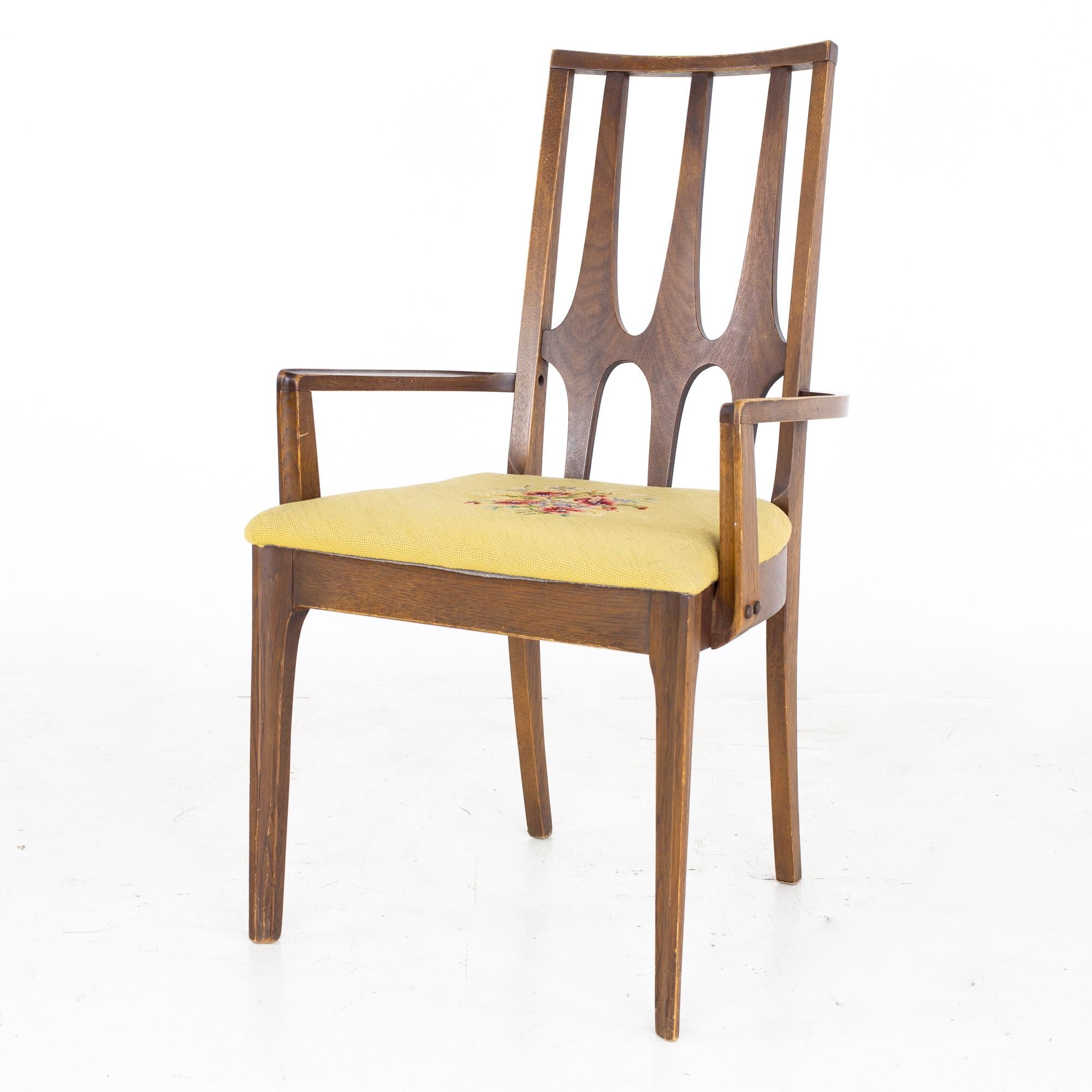 Mid-Century Modern Broyhill Brasilia Brutalist Mid Century Walnut Dining Chairs, Set of 6 For Sale